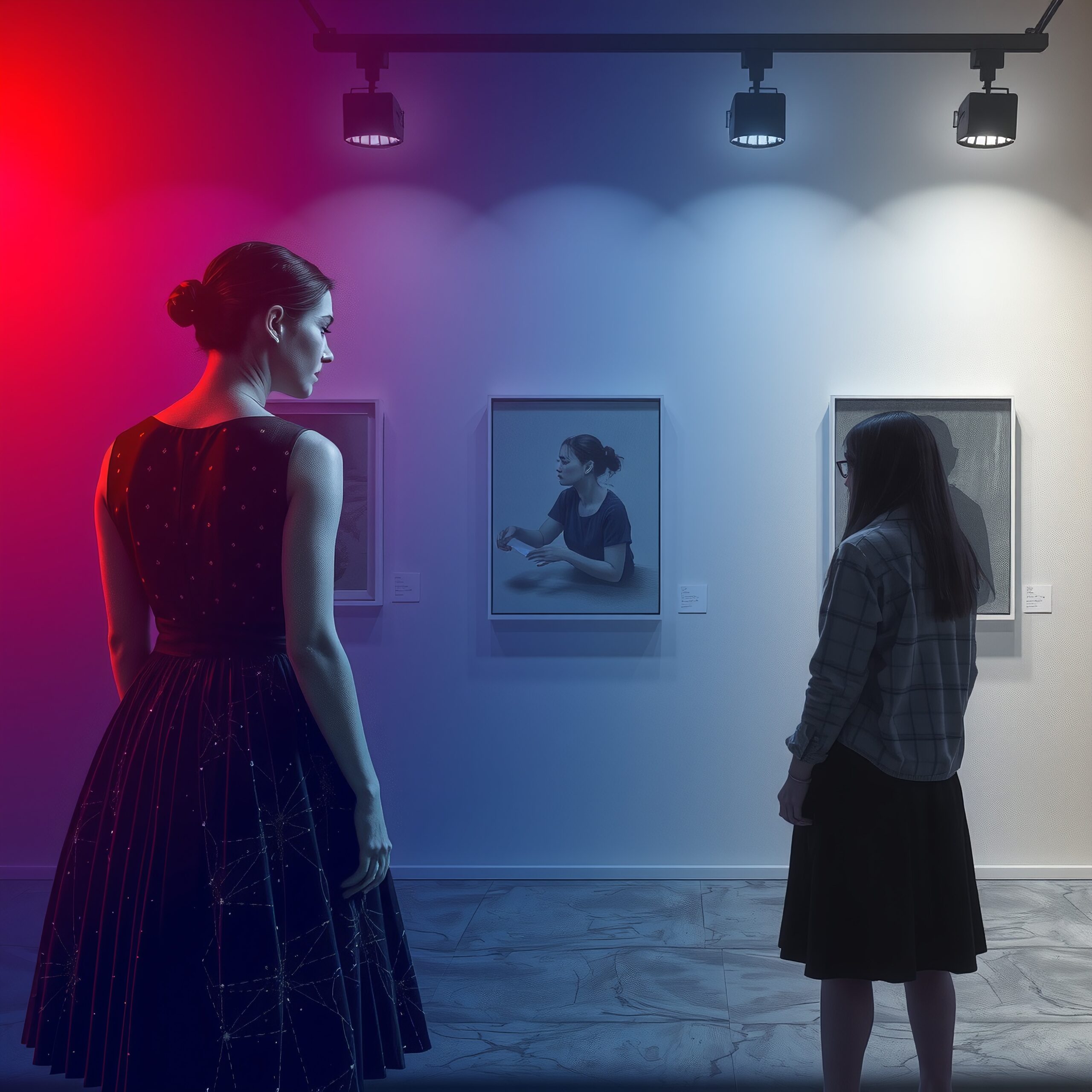 Gallery Visit in Red and Blue