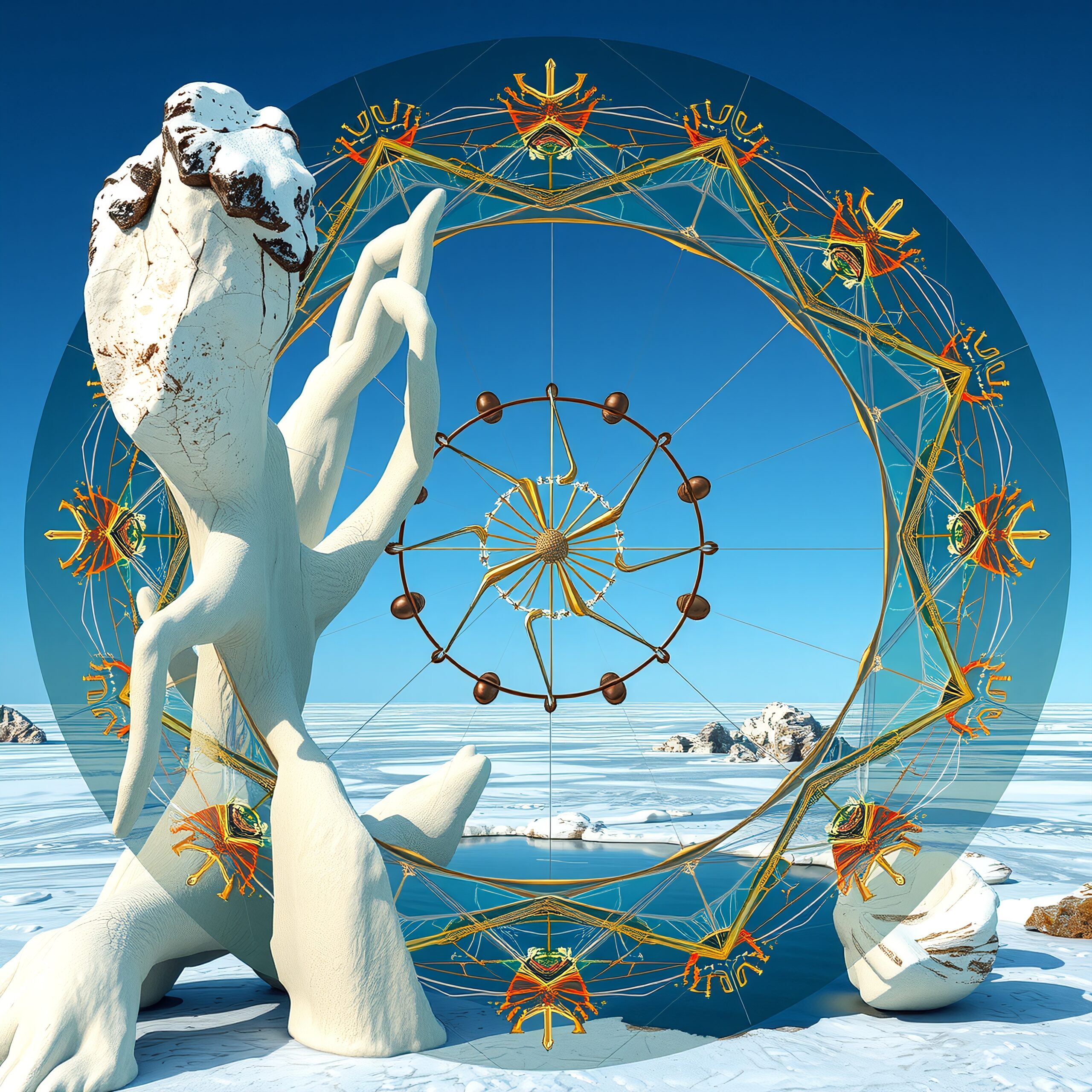 Surreal Winter Landscape with Structure