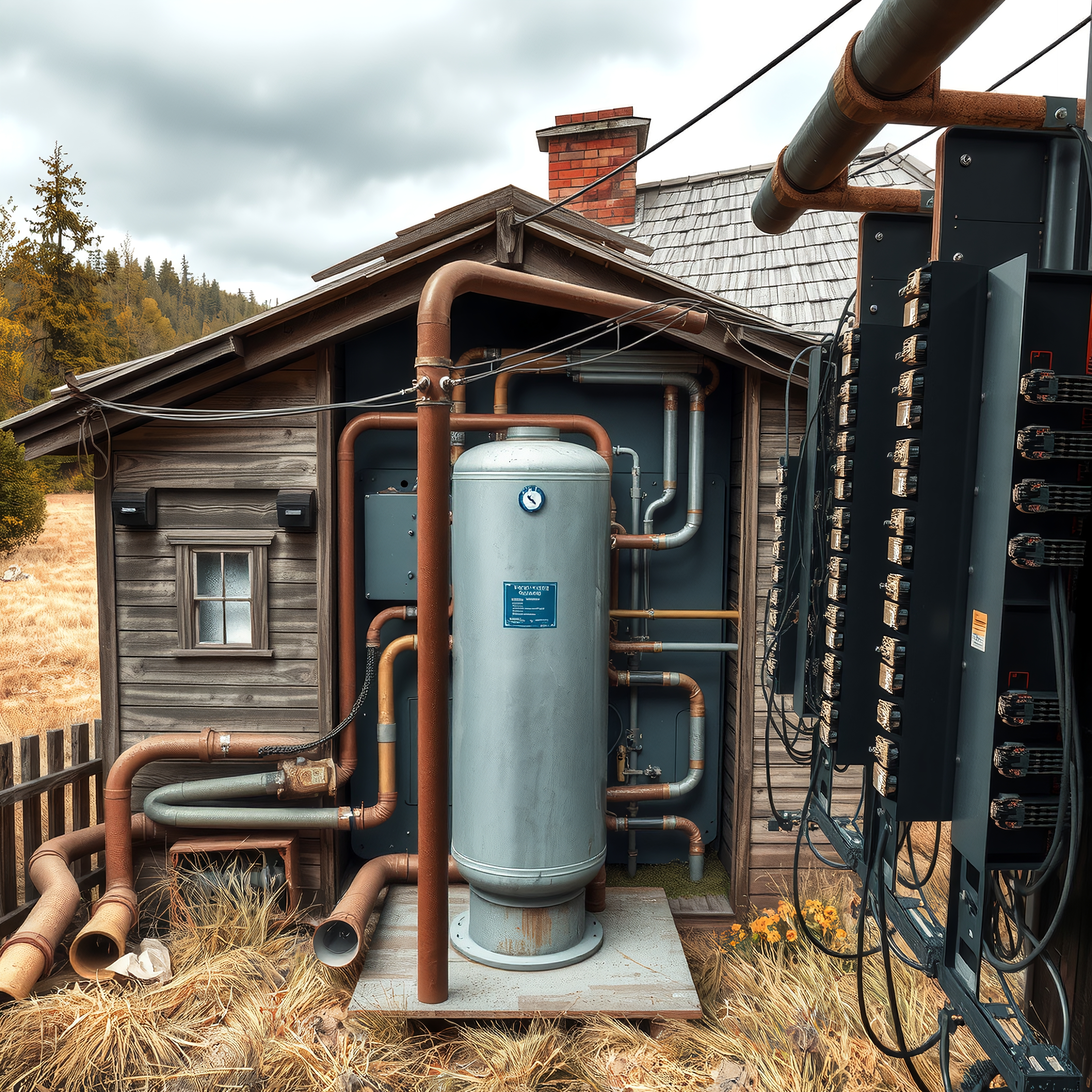 Rustic Shed with Industrial Equipment