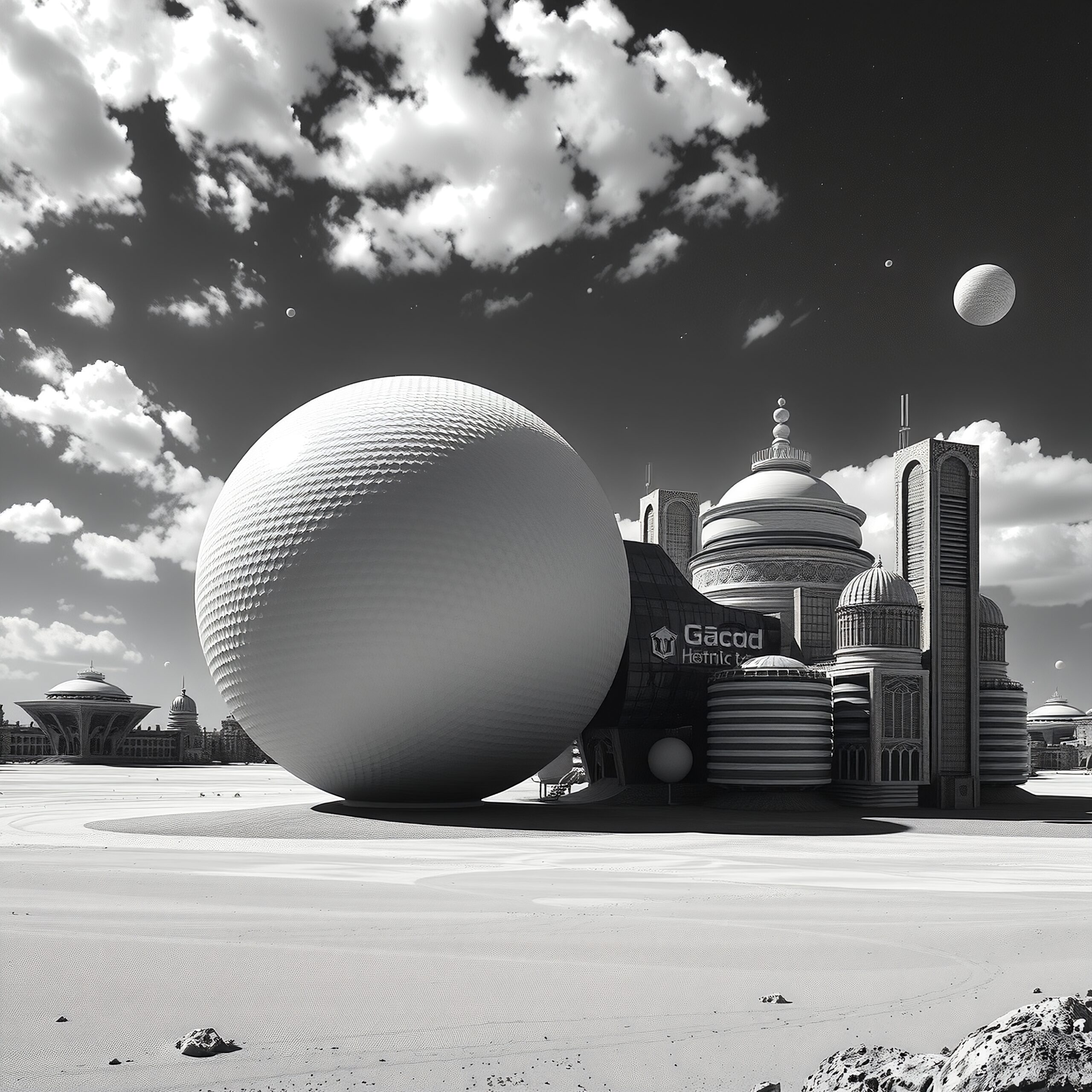 Futuristic City with Giant Sphere
