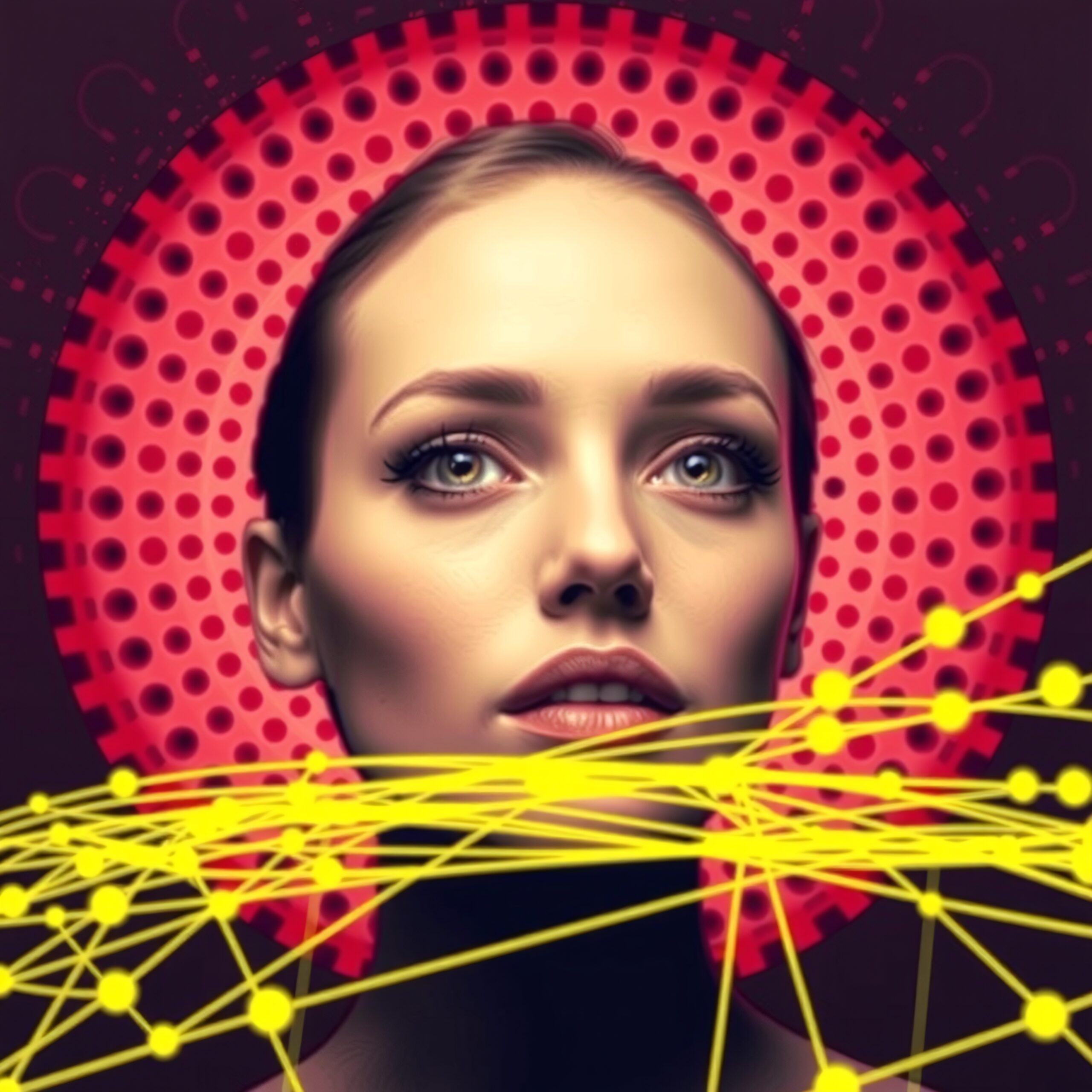 Futuristic Woman with Digital Network