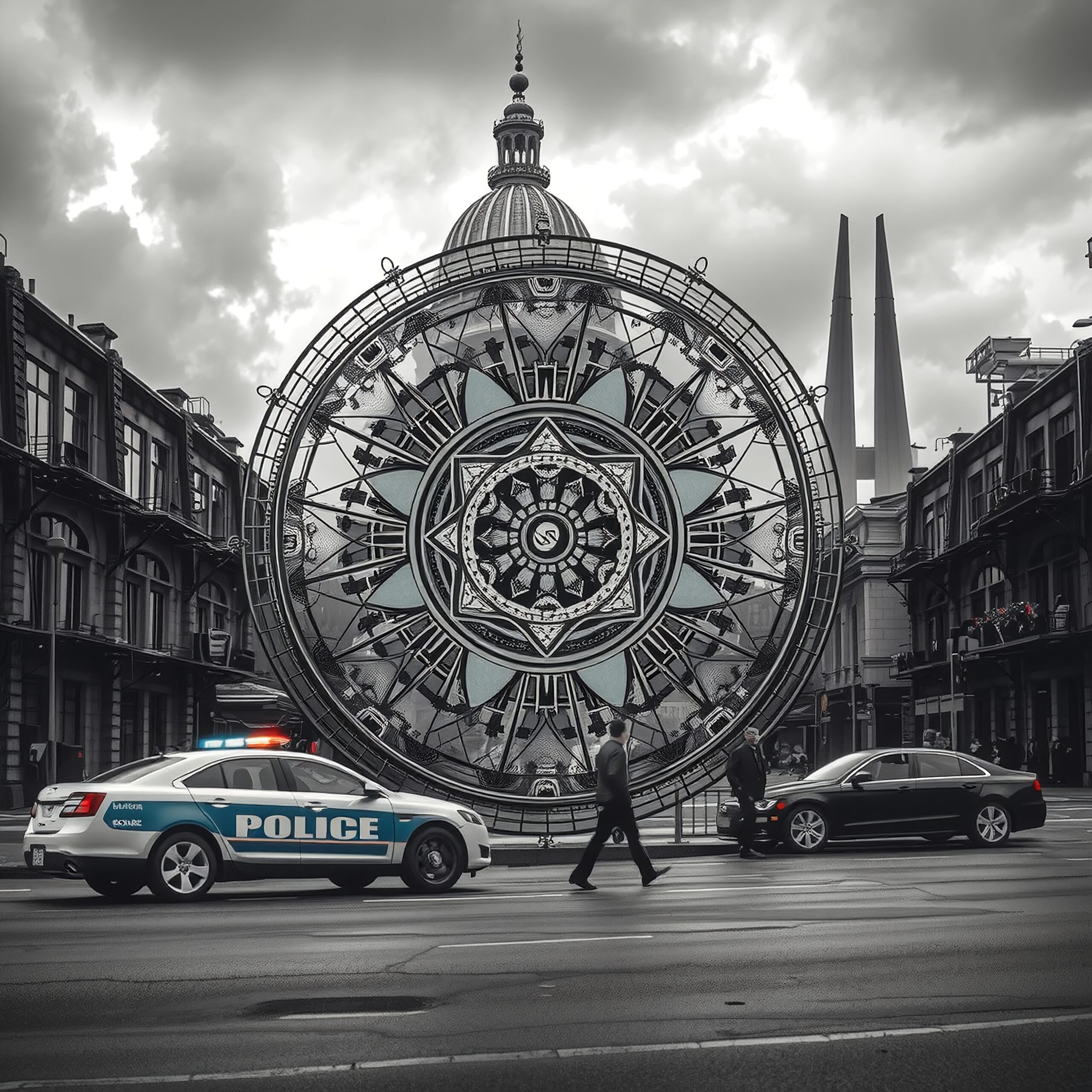 City Street with Mandala