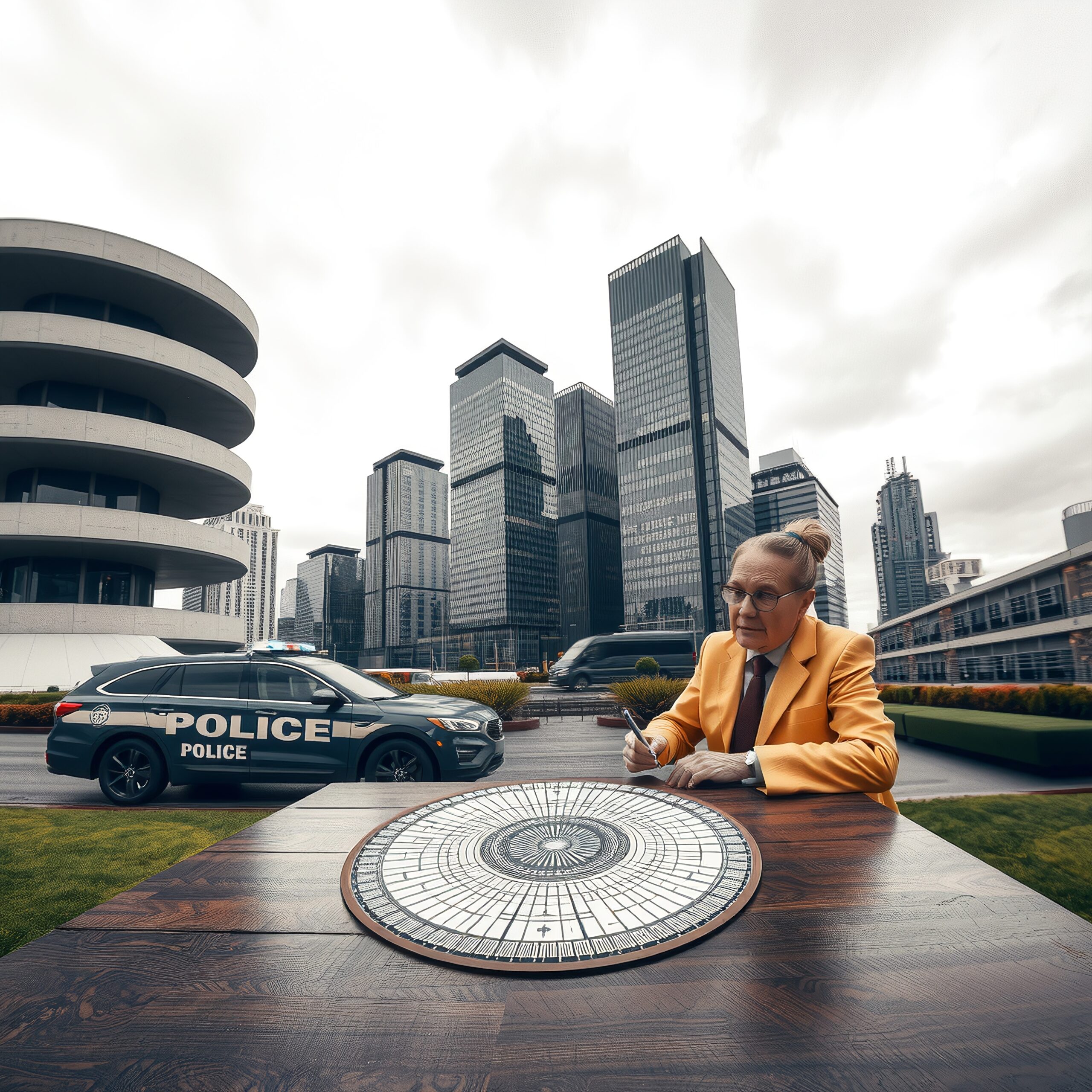 Urban Scene with Police Presence