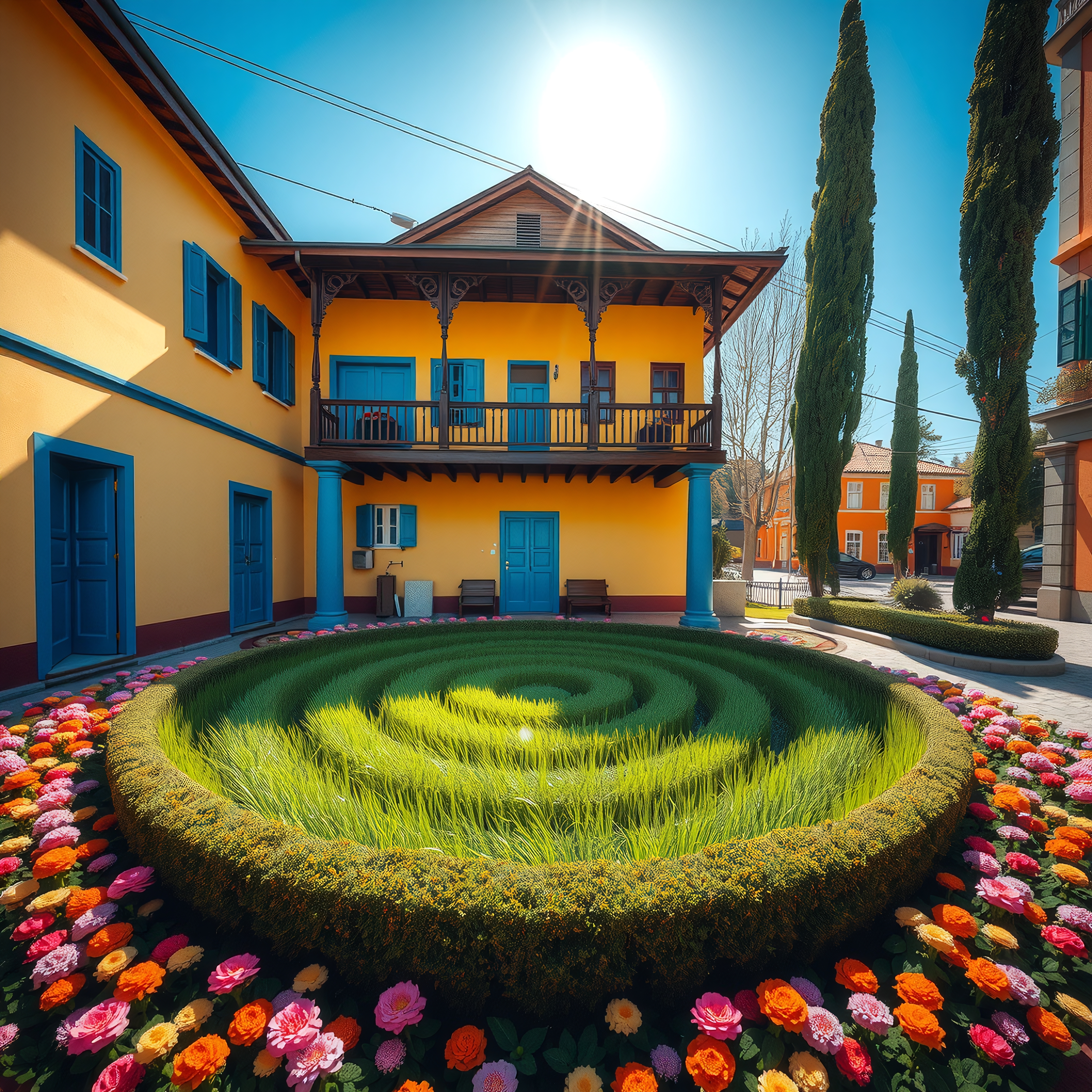 Vibrant Courtyard with Spiral Garden