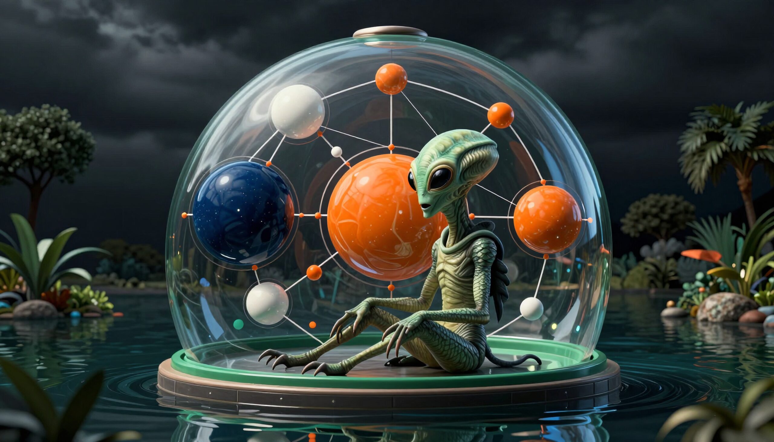 Alien in Glass Domed Pod