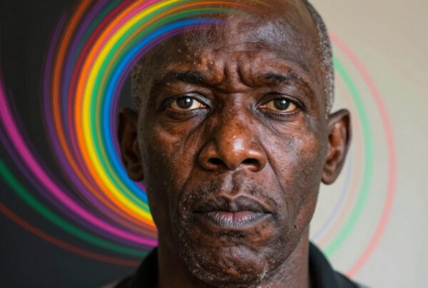 lderly Black Man With Vibrant Rainbow Halo Effect Artistic Portrait