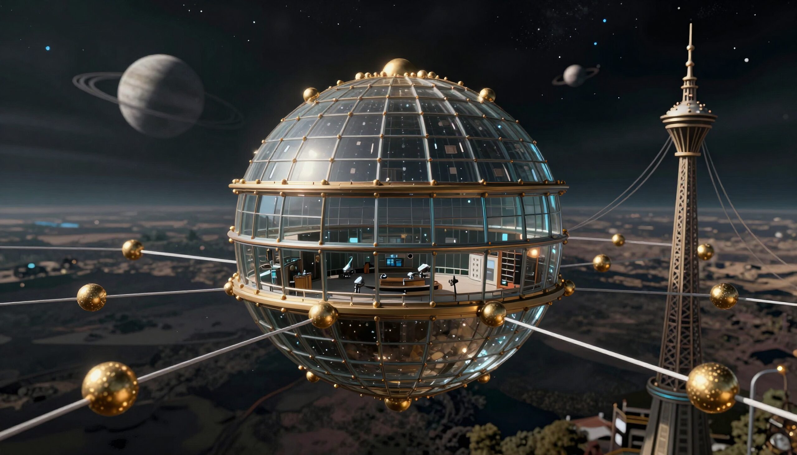 Futuristic Sphere Amidst Stars