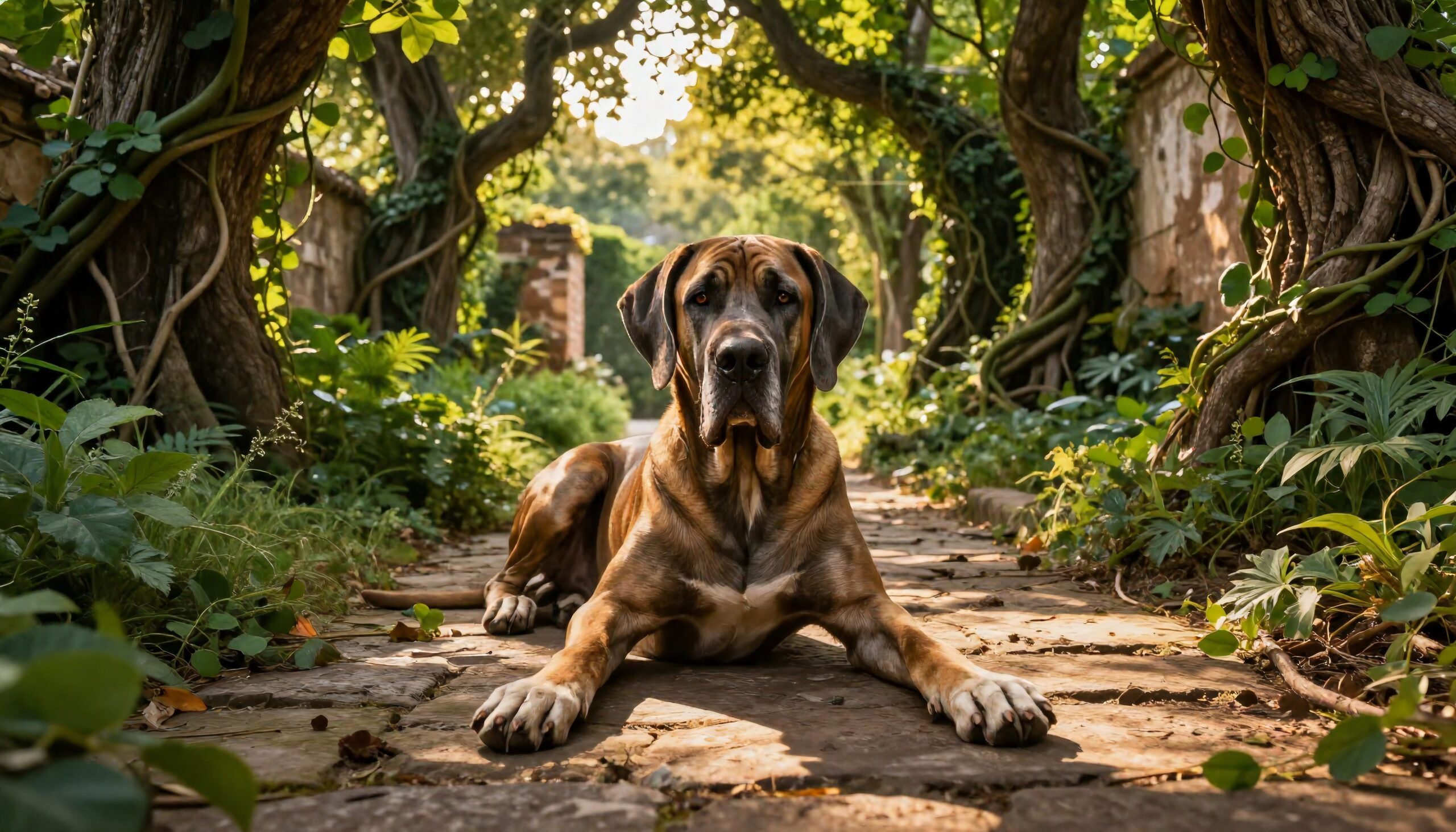 Majestic Dog in Lush Garden