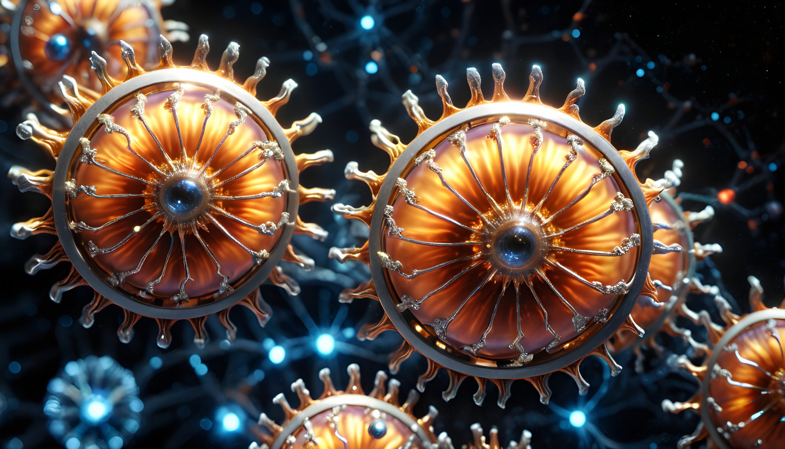 Futuristic Gears Floating in Space