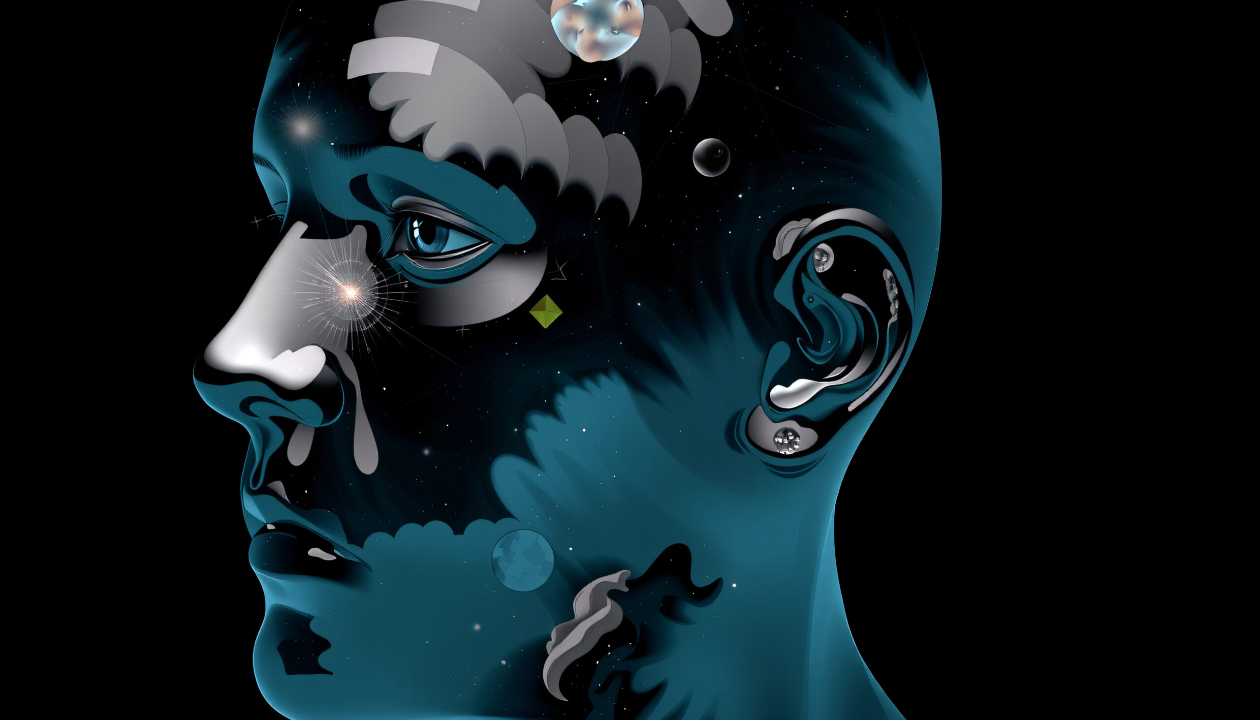 Cosmic Human Profile Abstract Artwork