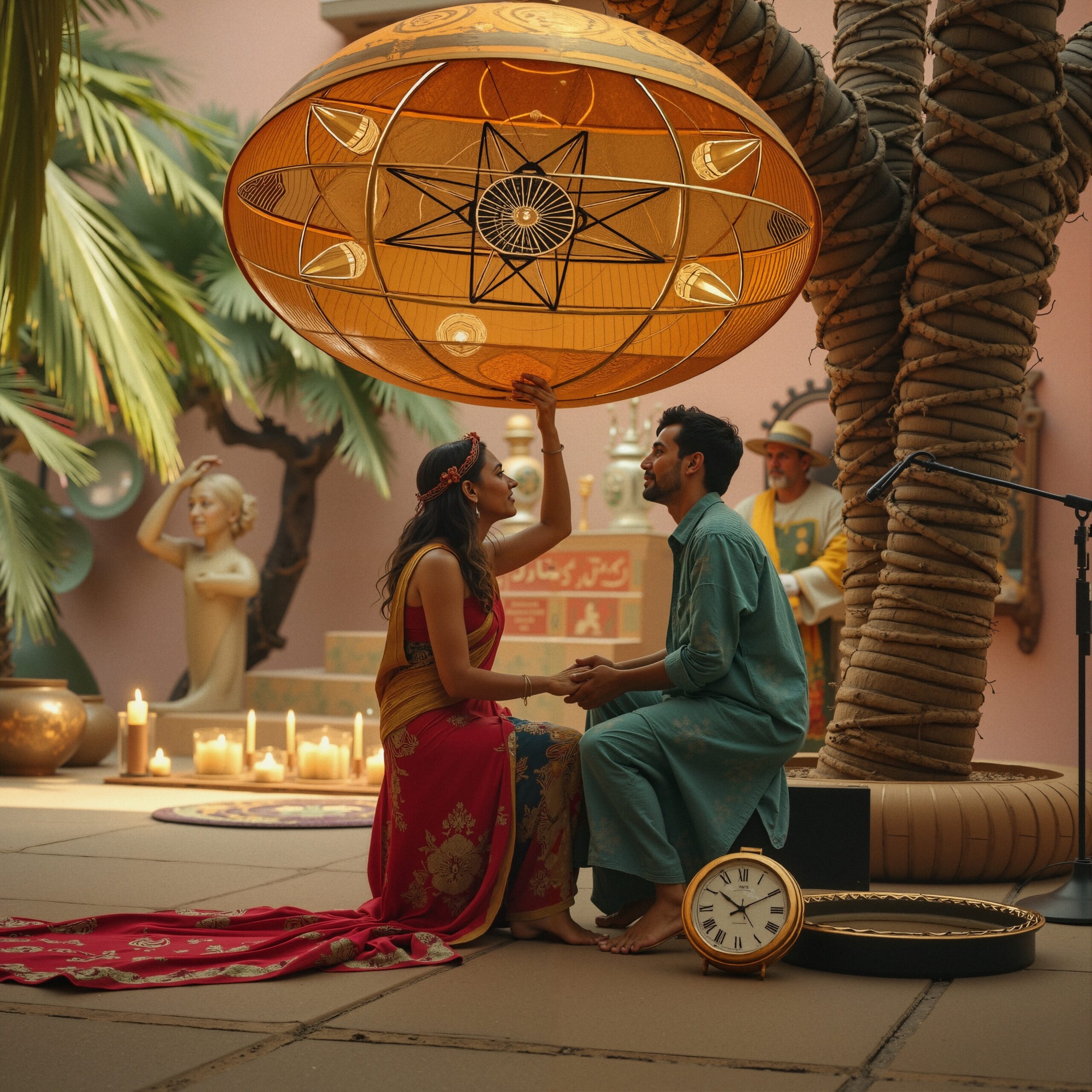 Romantic Moment Under Sacred Geometry