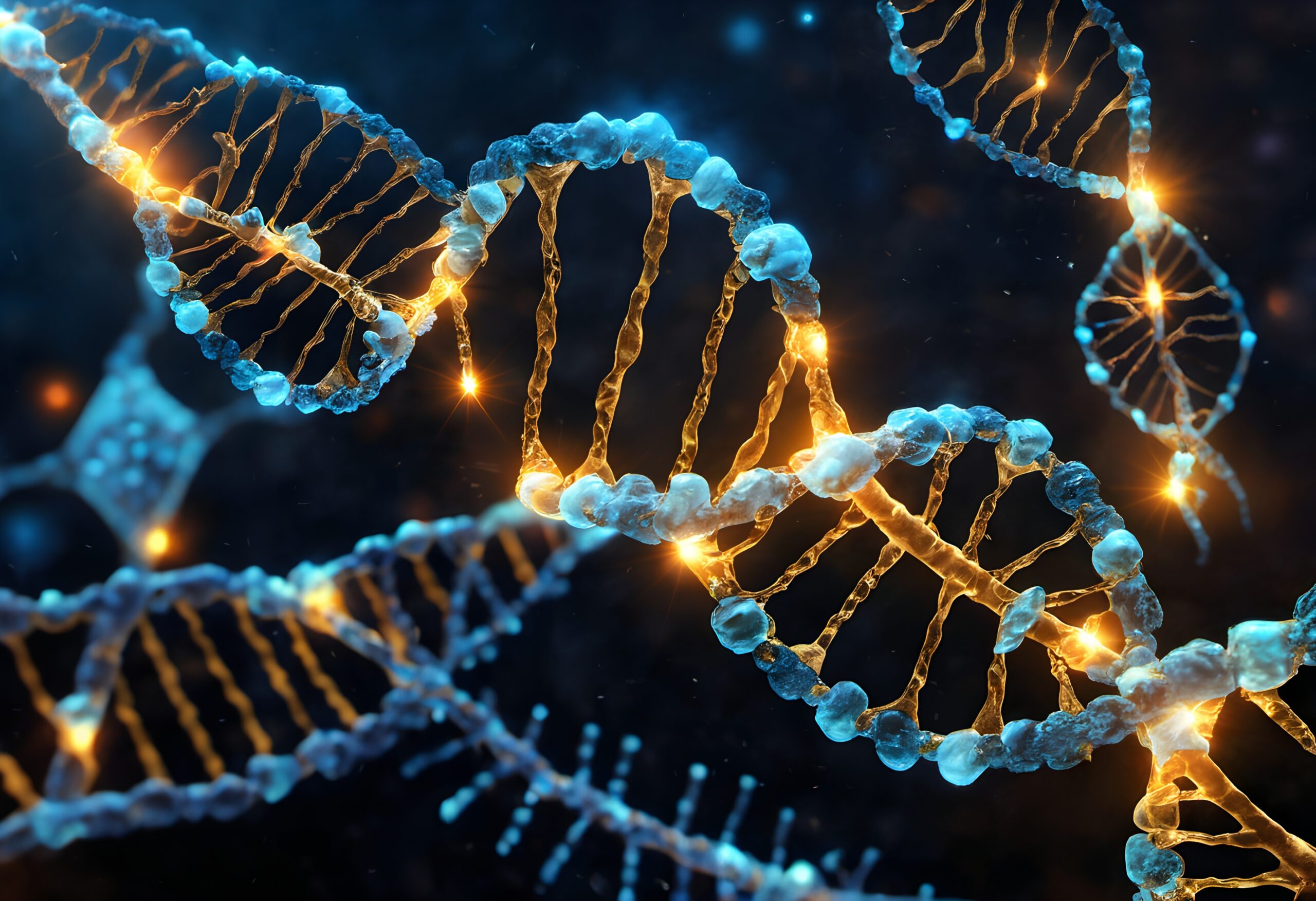 Glowing Double Helix DNA Structure