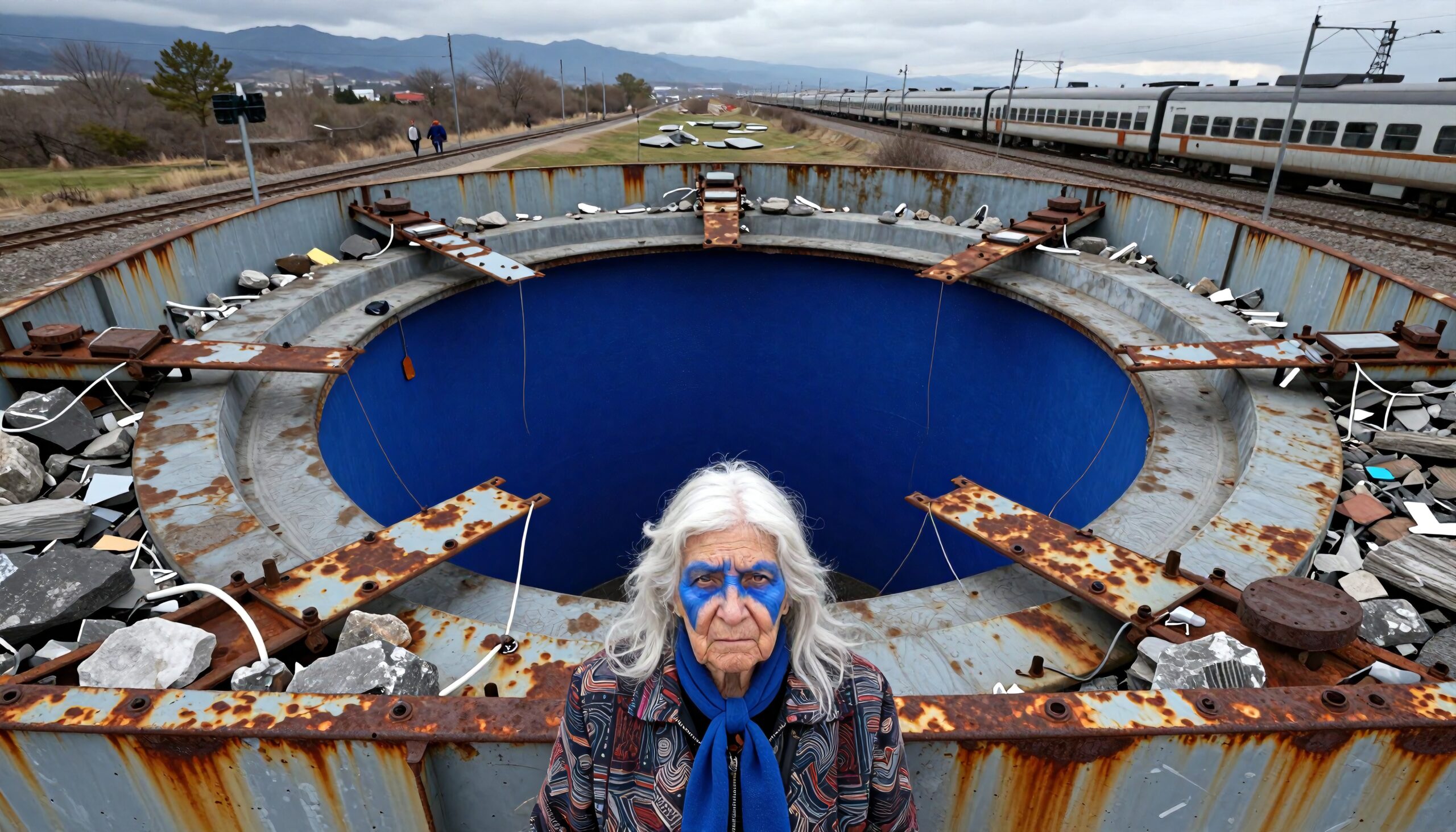 Elderly Person with Blue Face