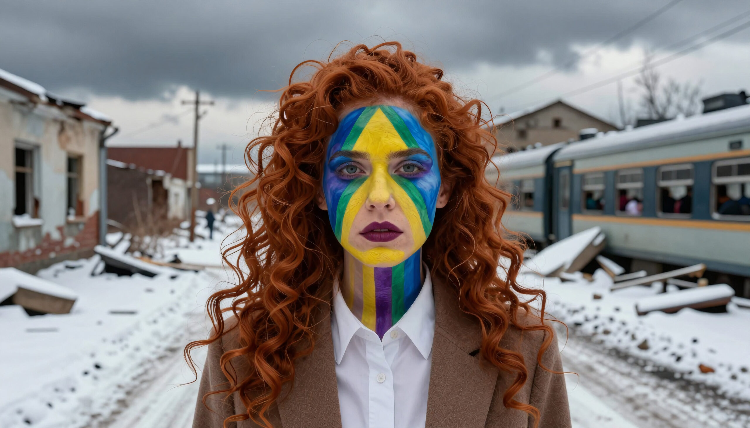 Colorful Resilience Amid Ruin