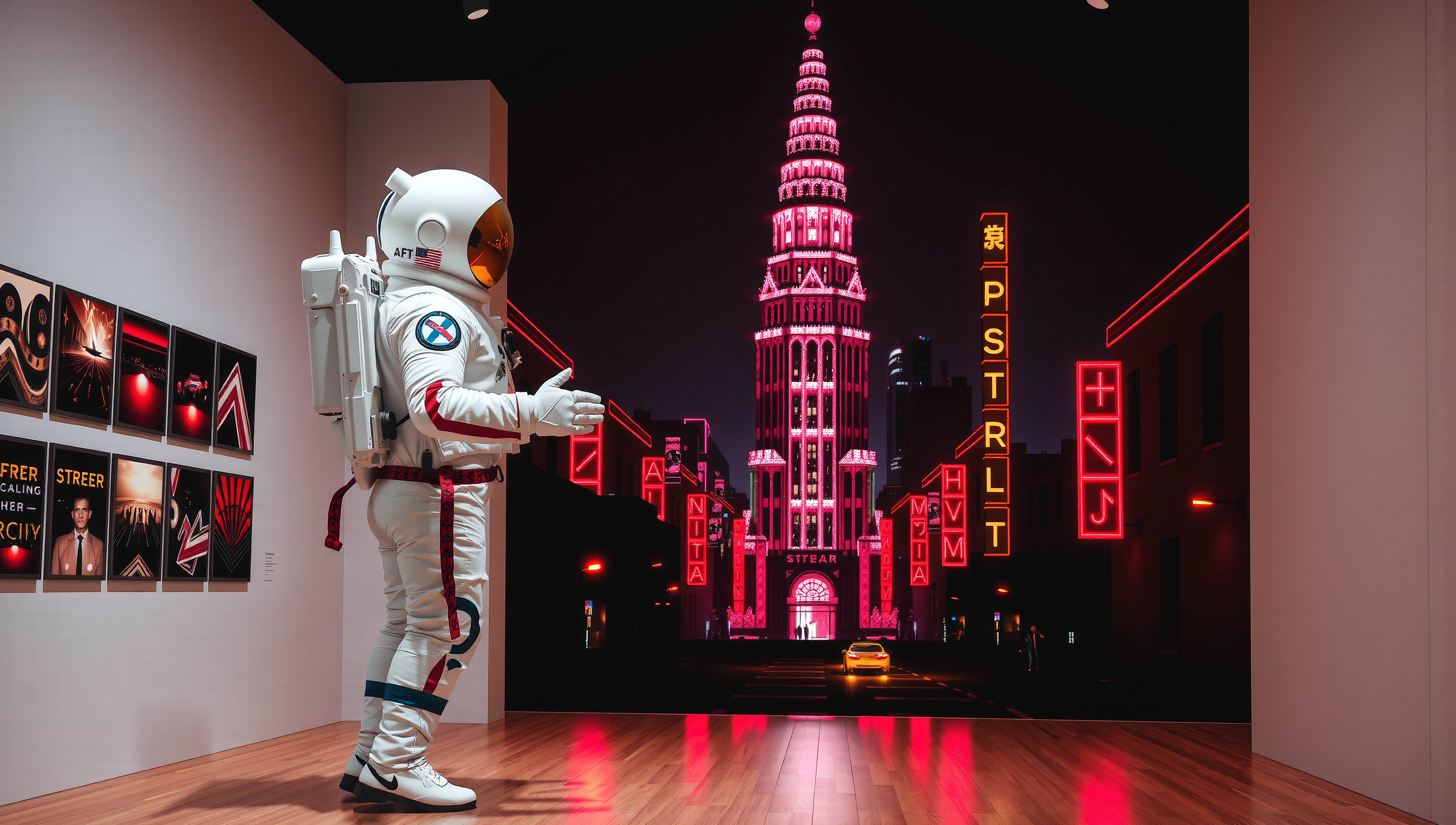 Astronaut in Modern Art Gallery