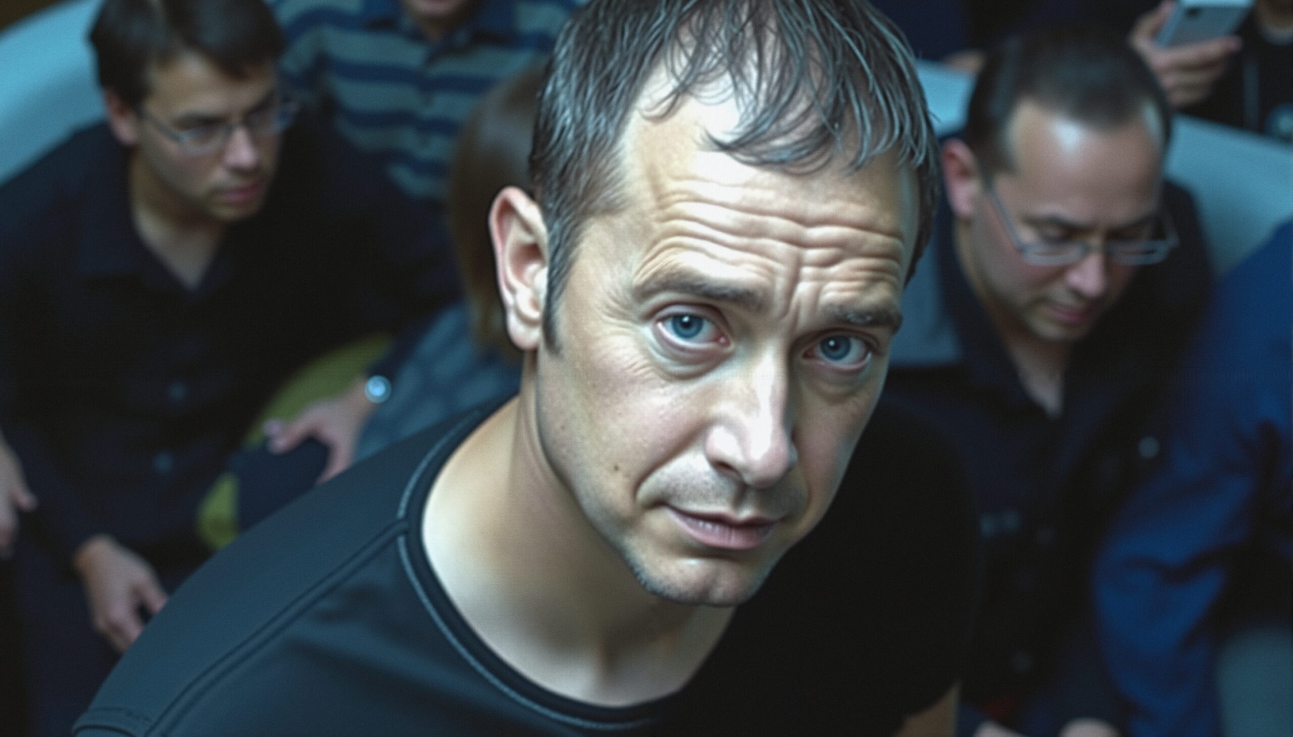 Man with Intense Blue Eyes