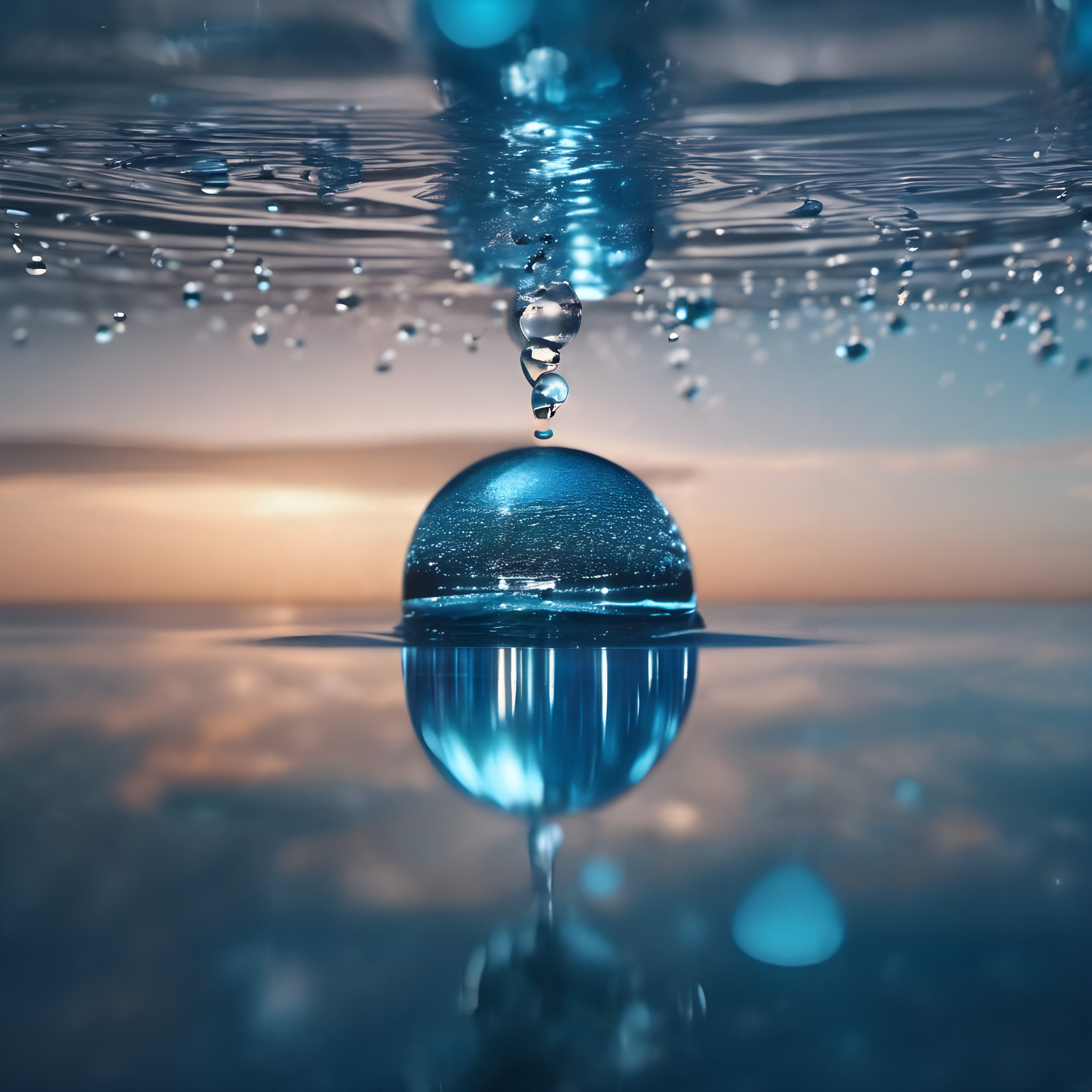 Water Droplet and Bubbles in Motion