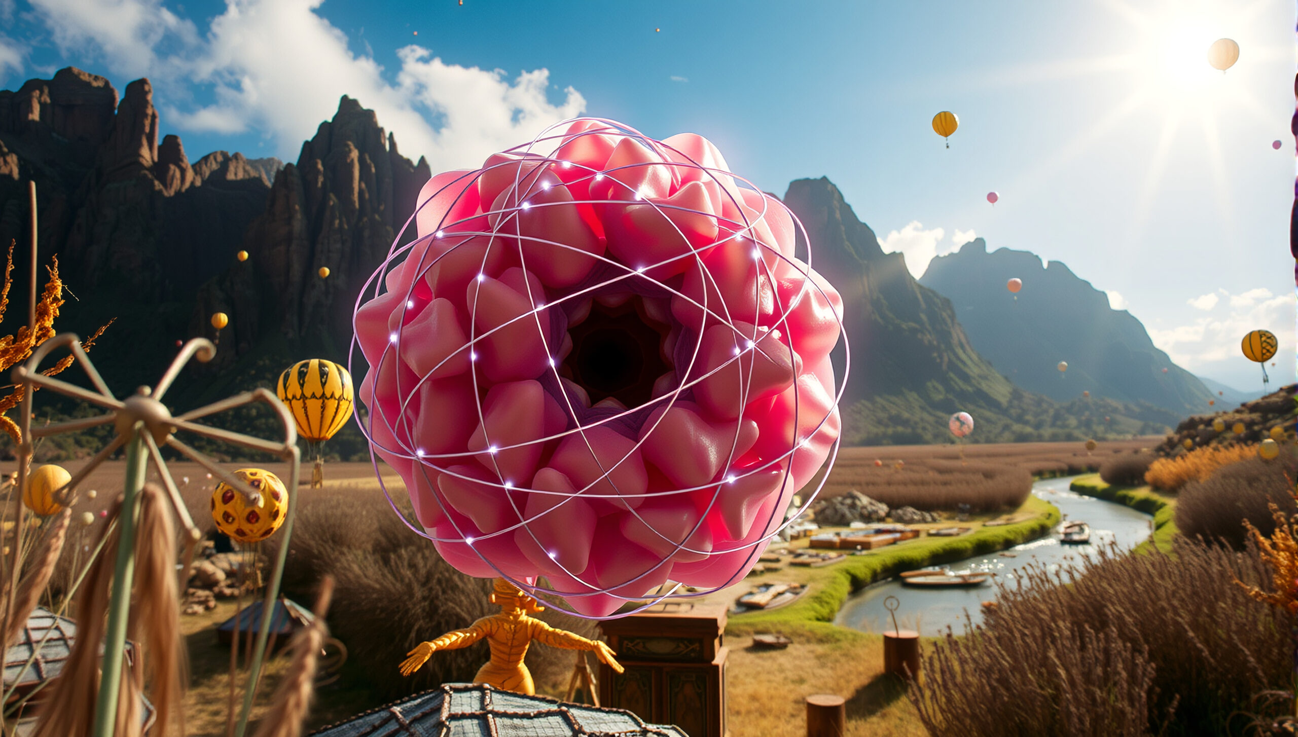 Surreal Pink Torus Valley Scene