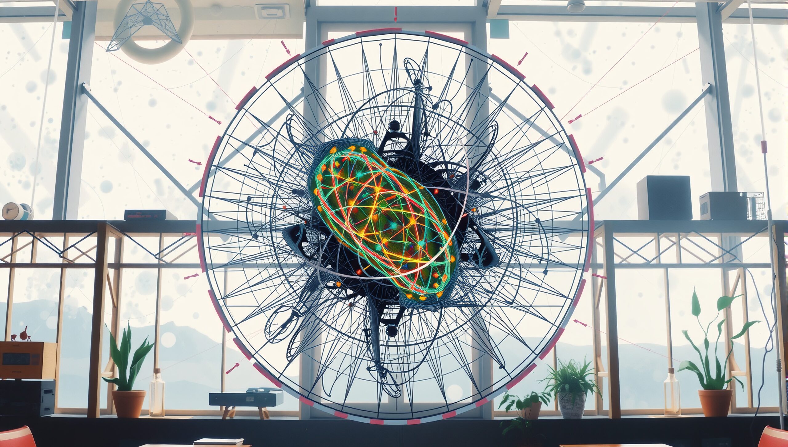 Futuristic Sculpture in Modern Room