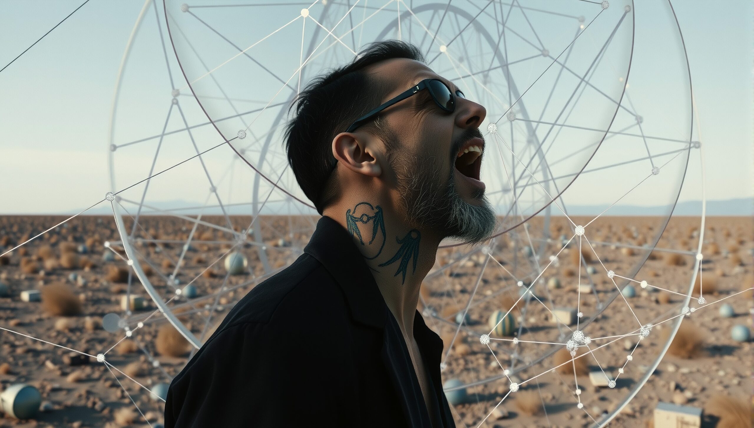 Desert Man with Geometric Structure