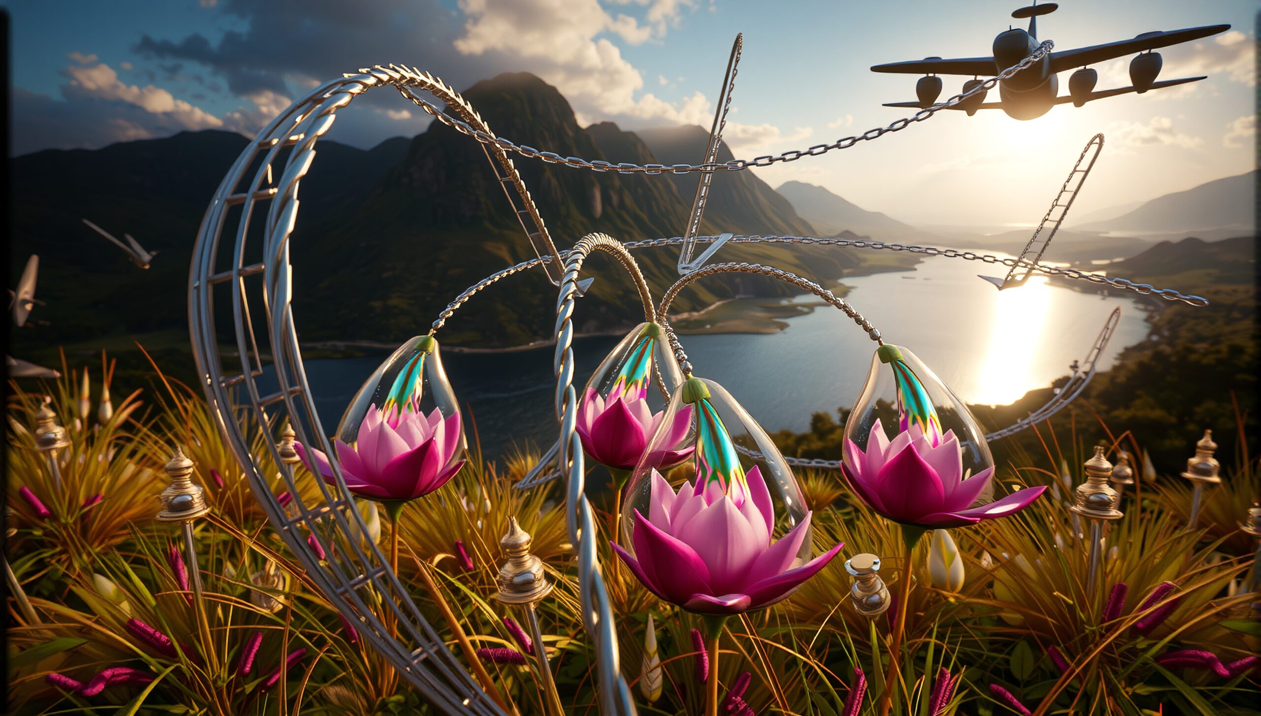 Futuristic Floral Landscape Scene