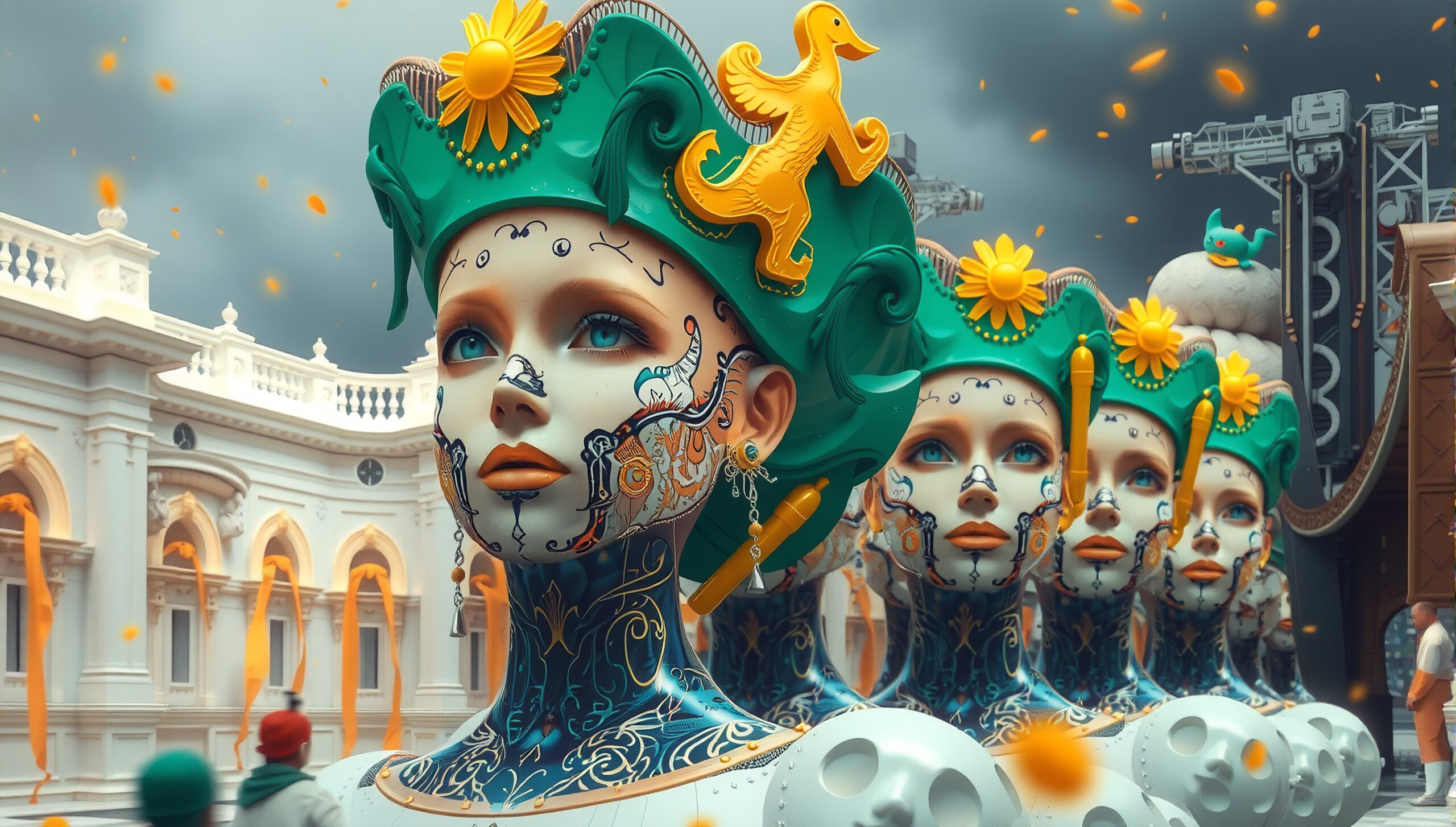 Futuristic Parade of Robot Figures