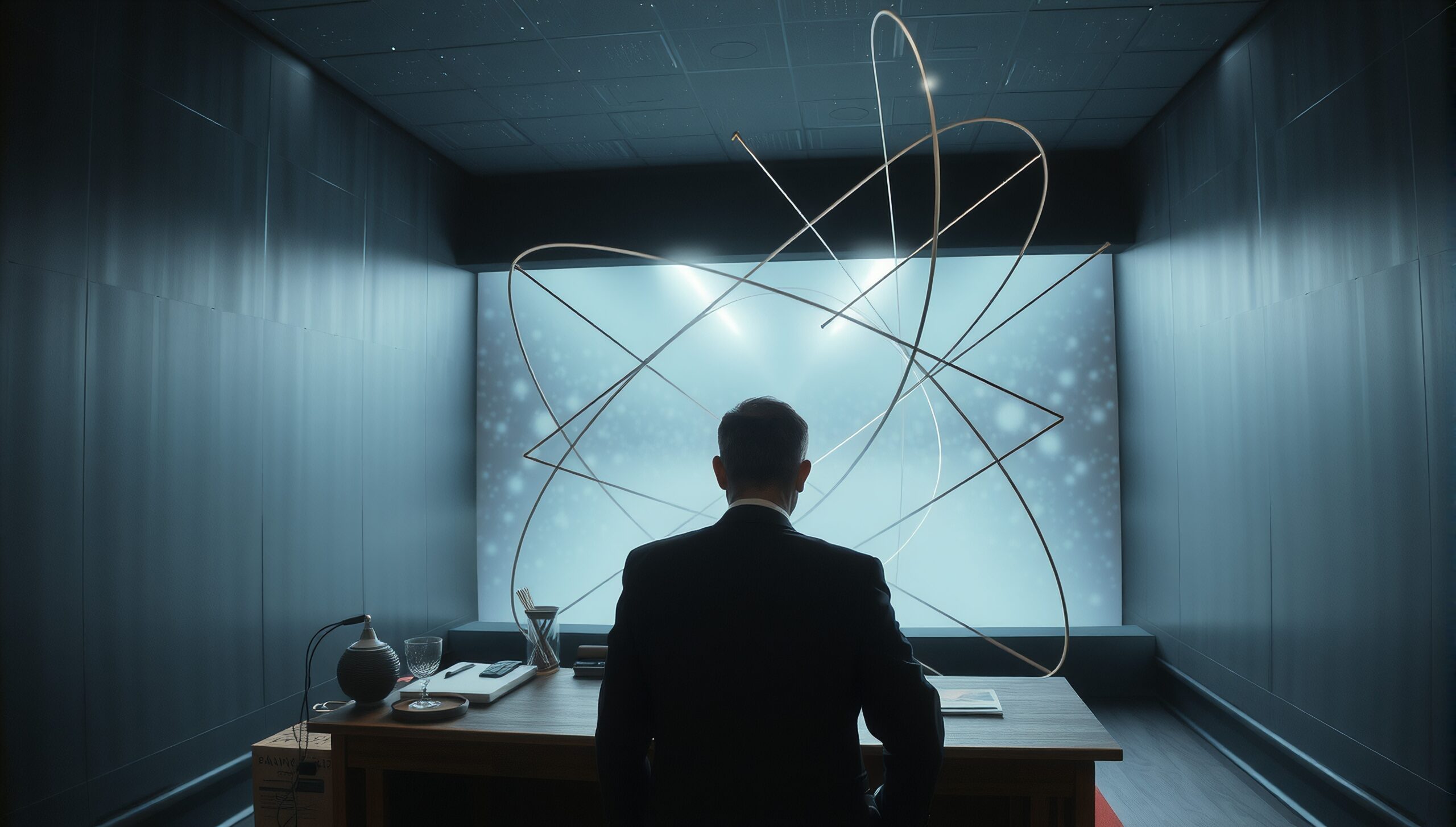 Contemplation in a futuristic setting.