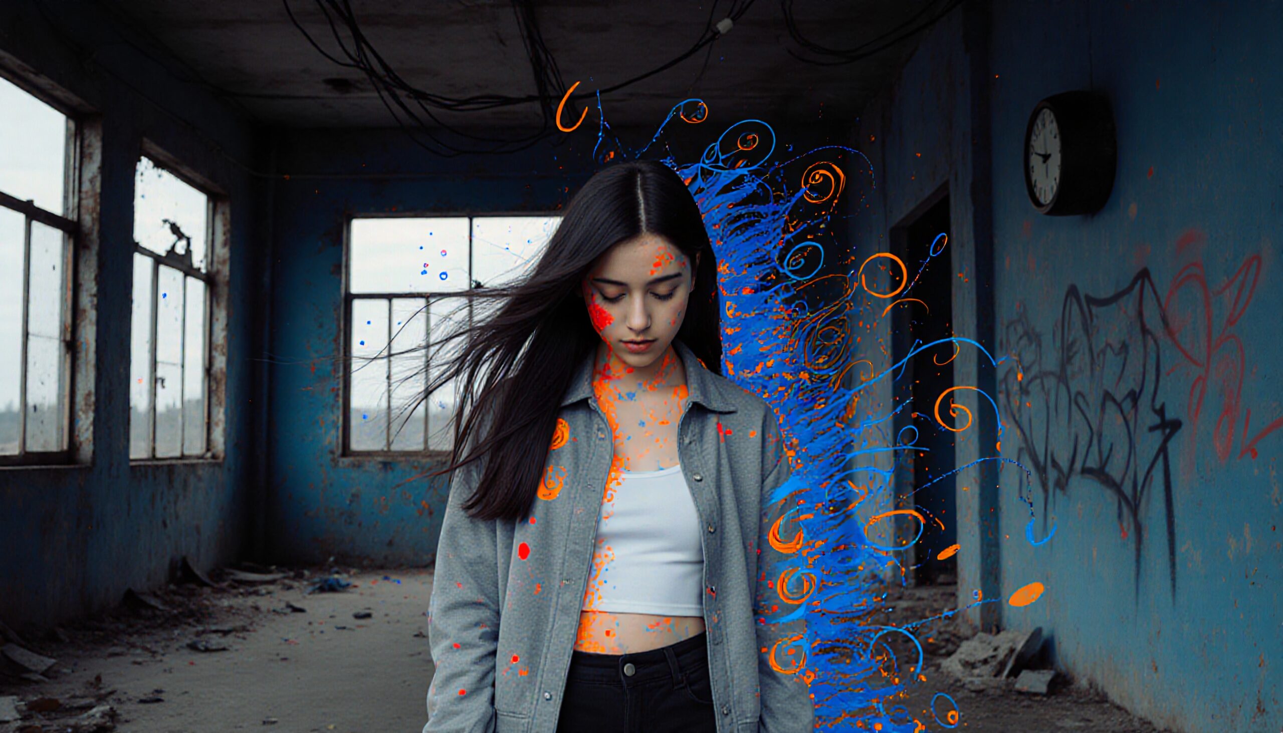 Colorful Whirls in Abandoned Room