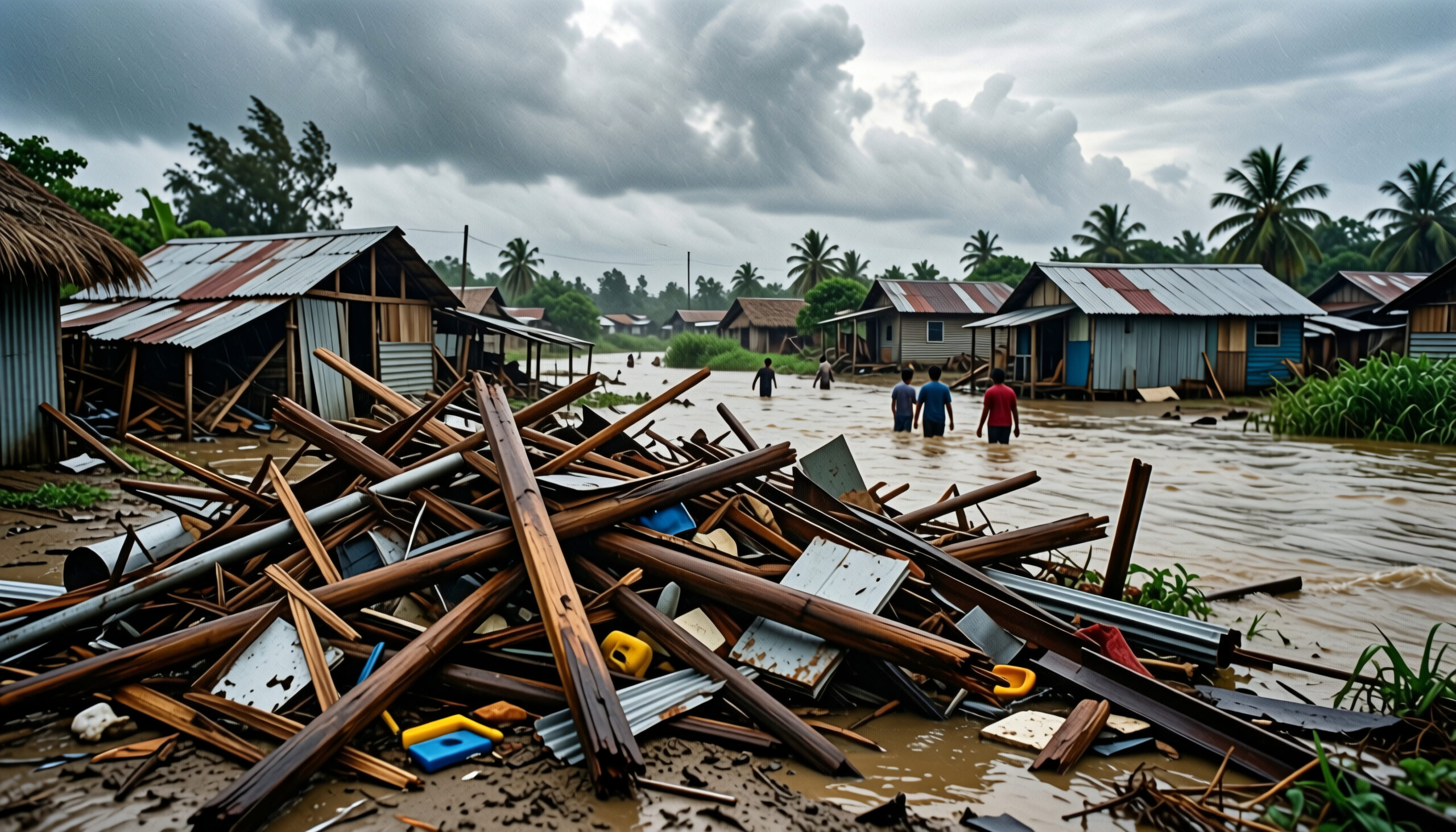 Flooded Village After Natural Disaster