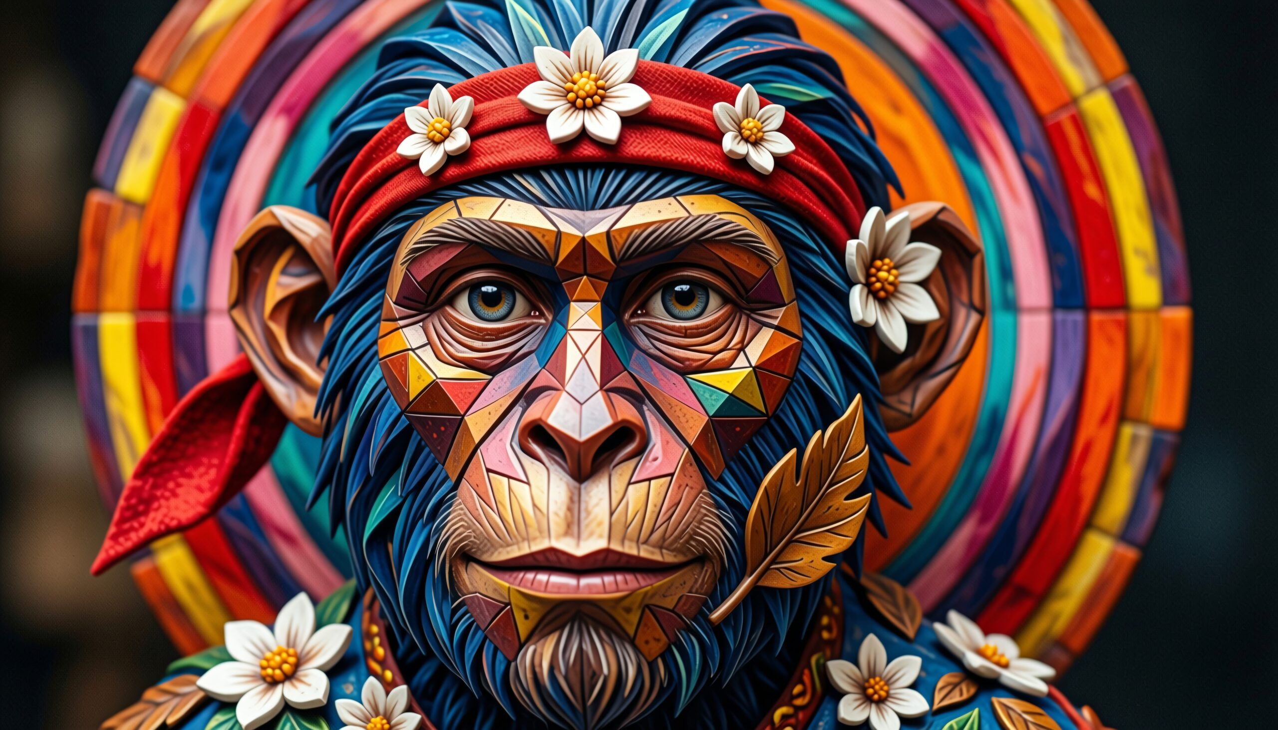 Geometric Monkey with Floral Headband