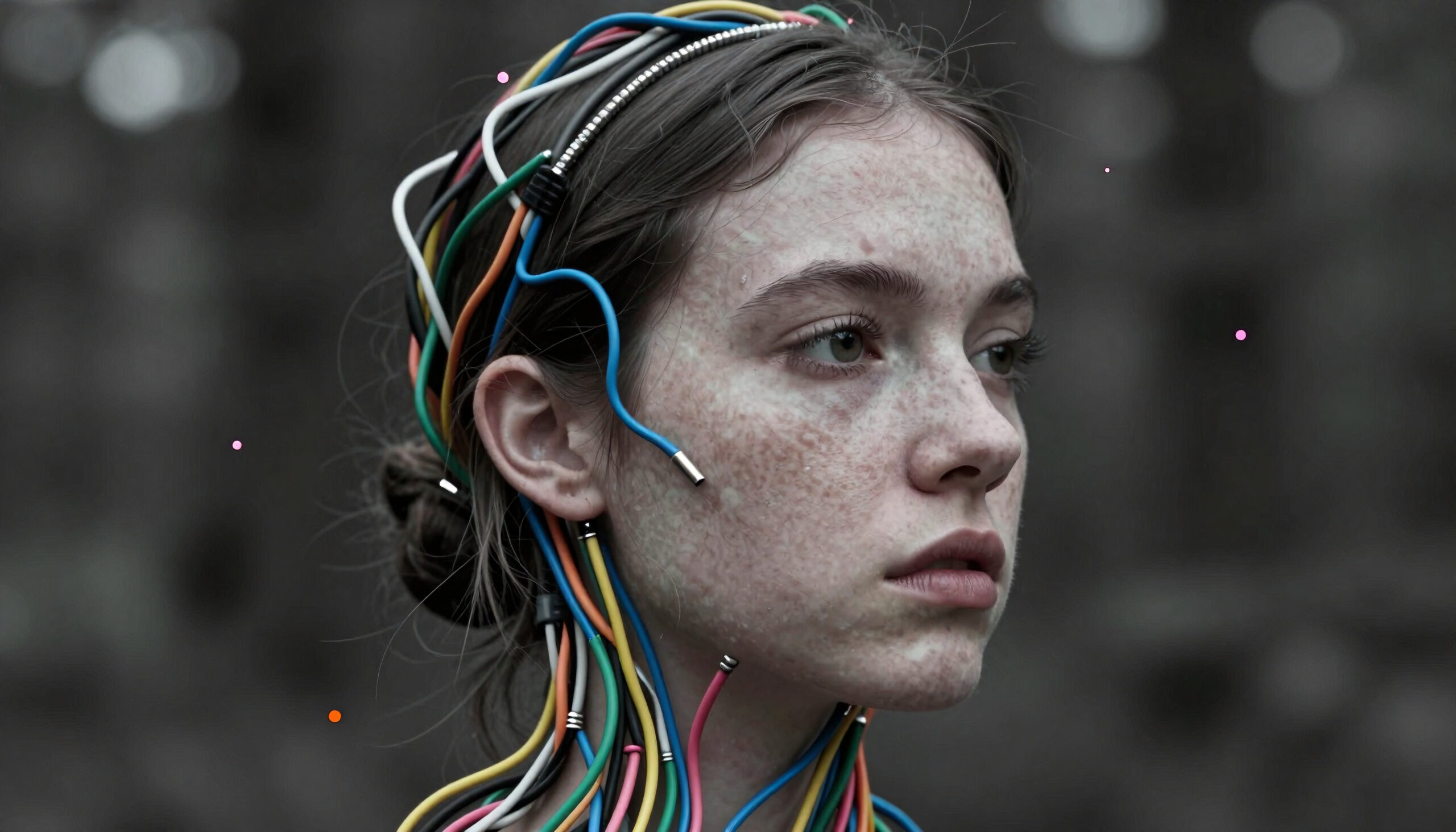 Freckled Face with Tech Wires