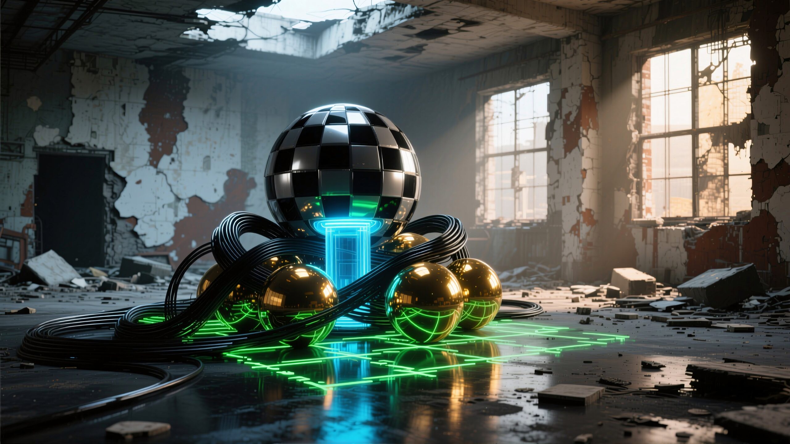 Tech Sphere in Abandoned Room