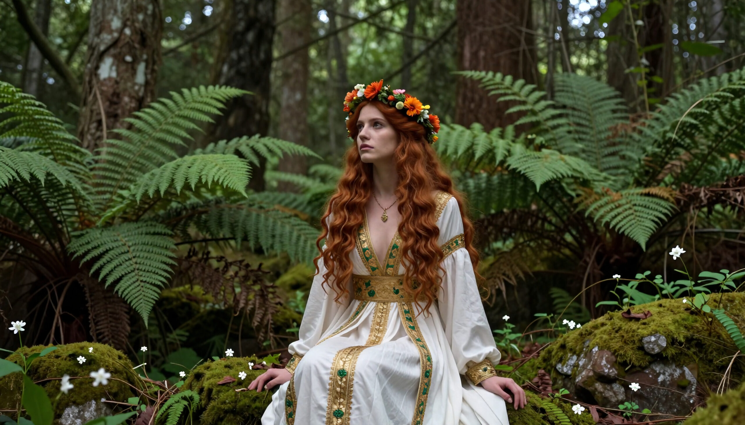 Woodland portrait of a woman with red hair