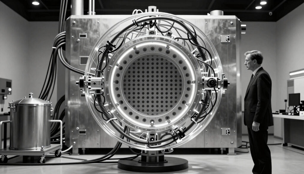 Scientist Examining Advanced Scientific Equipment in Laboratory