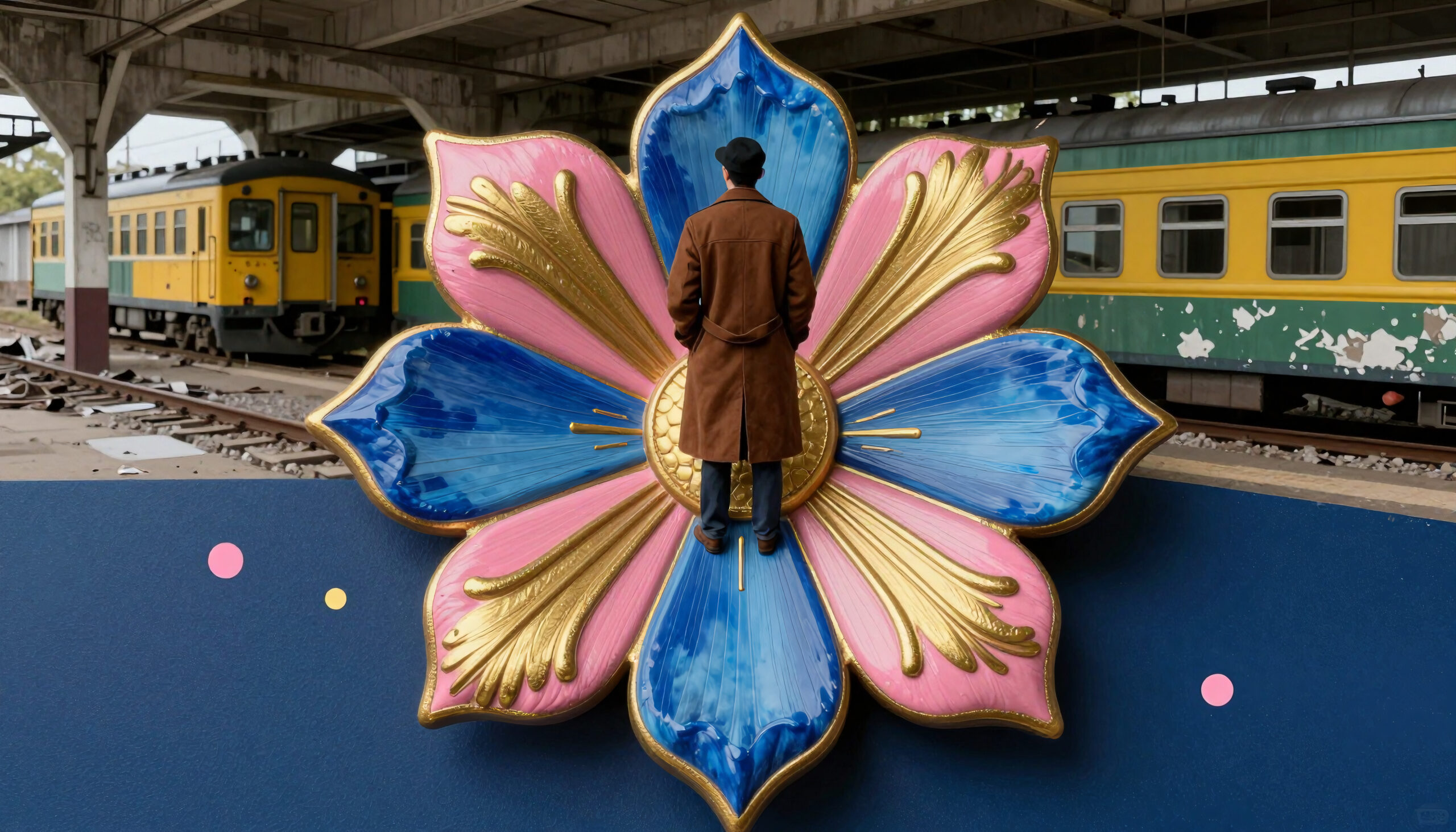 Flower Sculpture Under Train Tracks