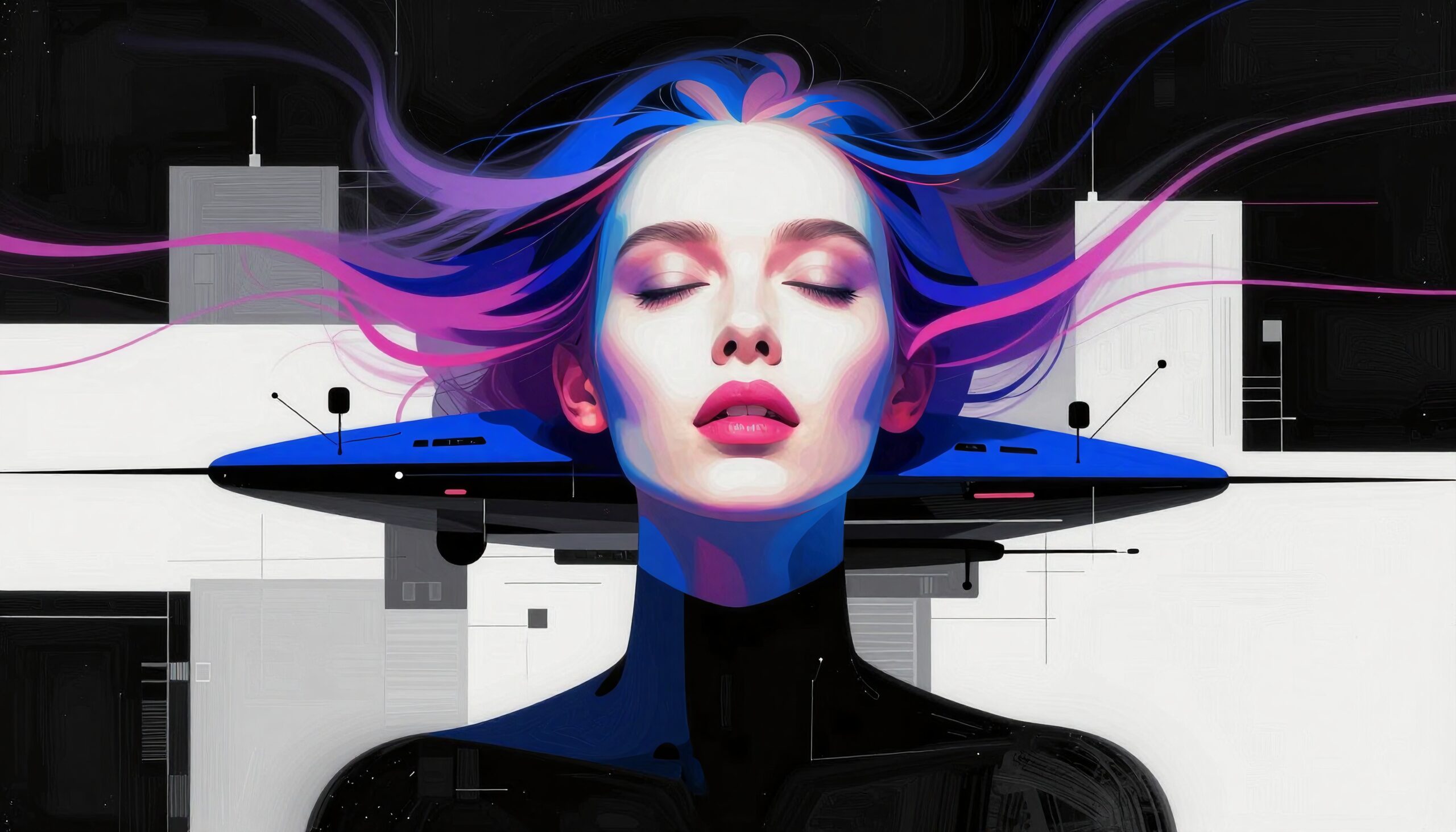 Digital Serenity Dreamscape Portrait