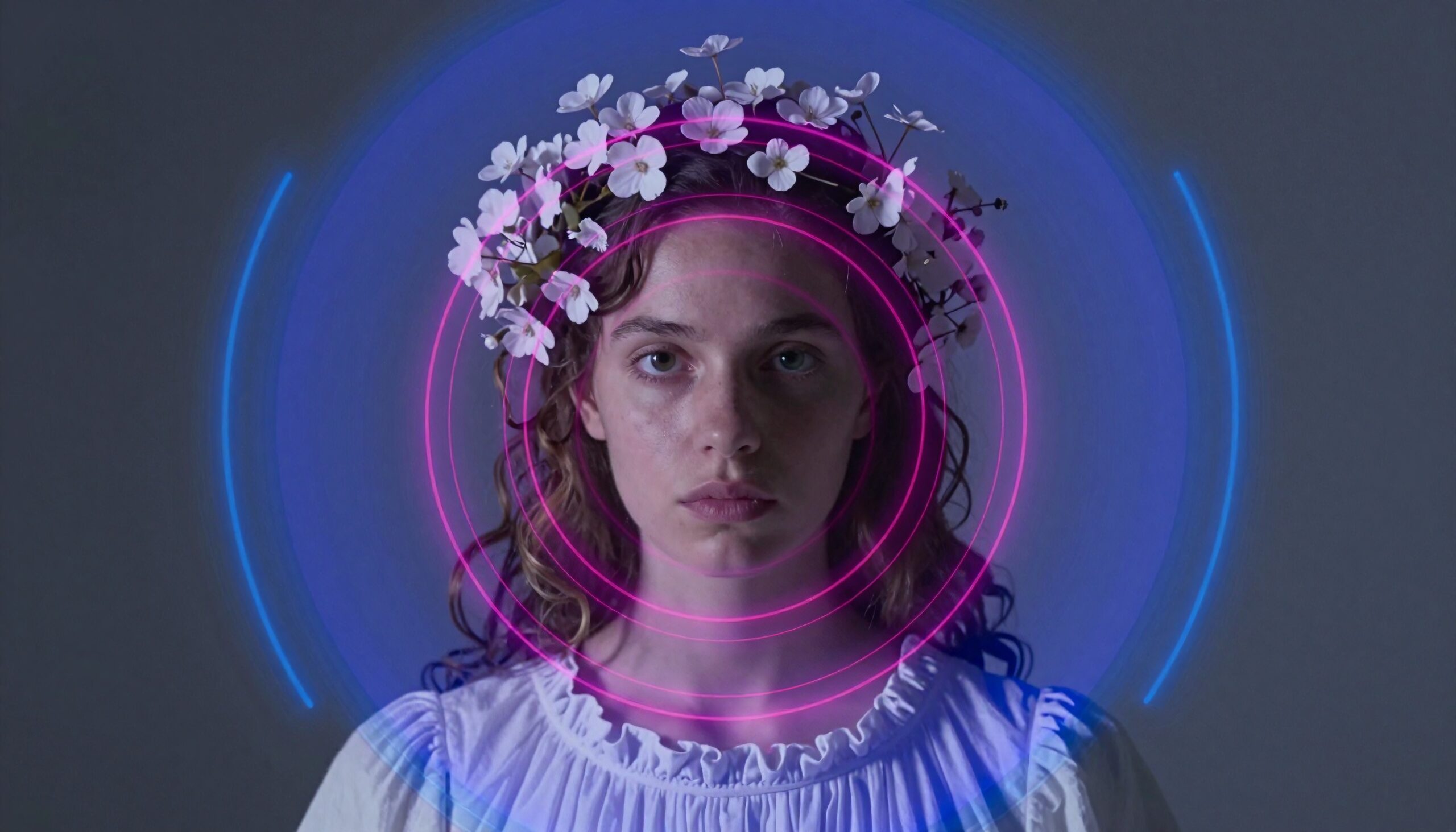 Digital Art Neon Flower Portrait