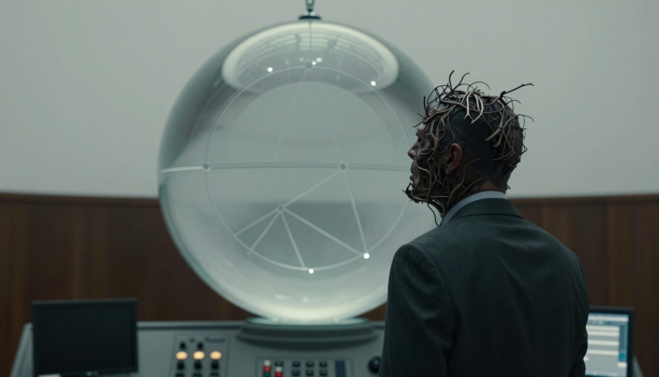 Mysterious Sphere and Entwined Man