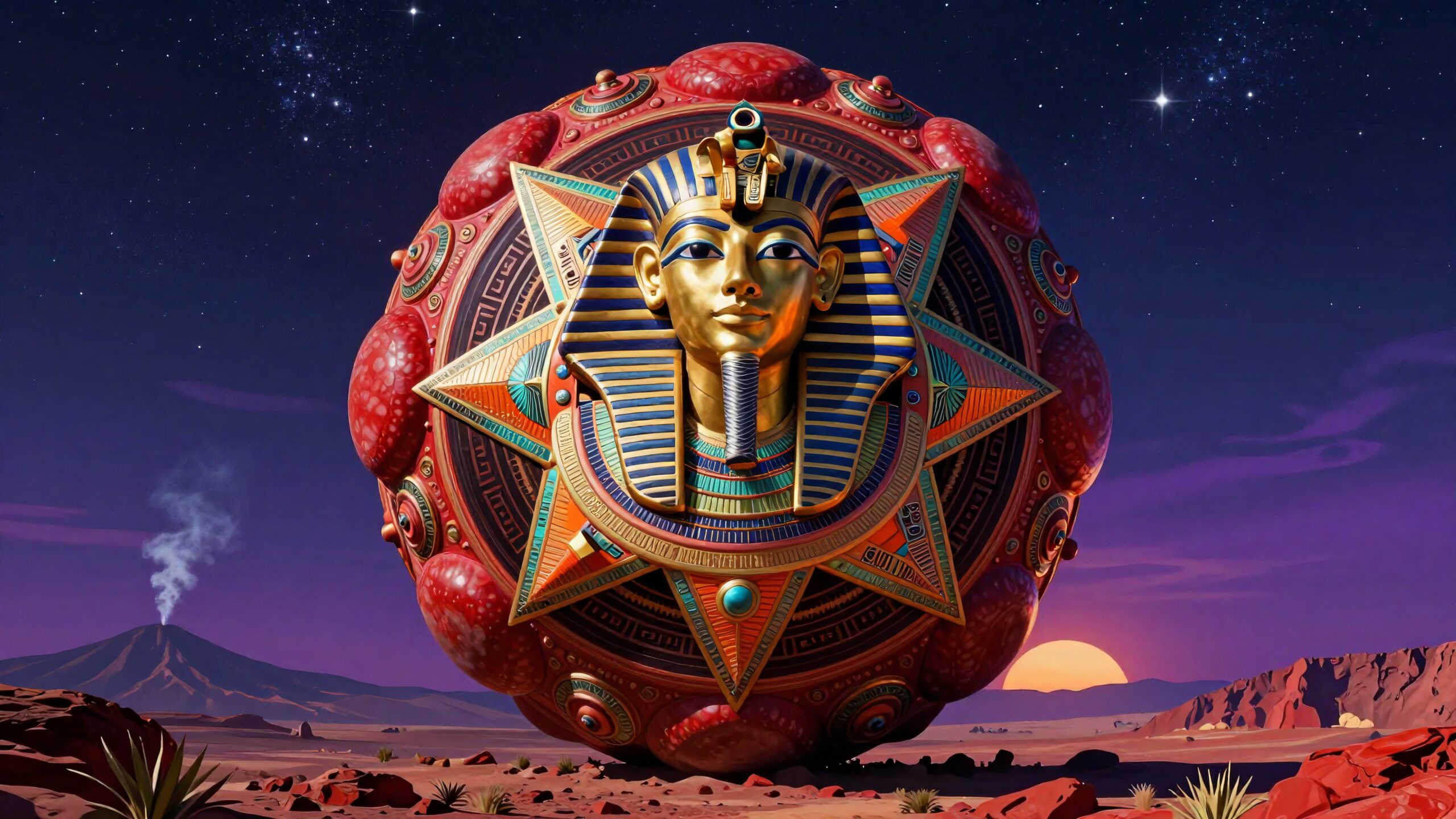 Cosmic Pharaoh in Desert Night