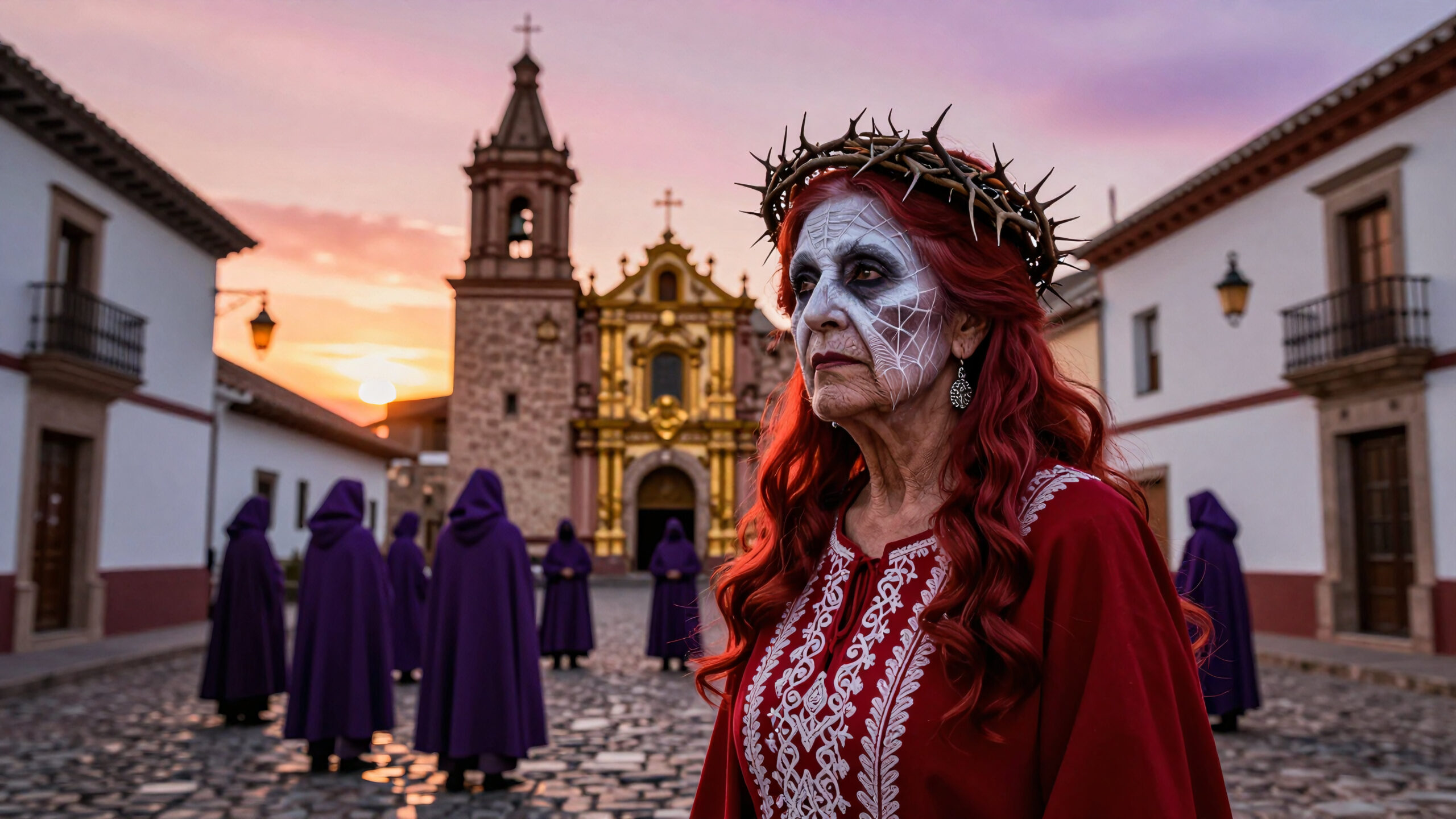 Crowned Mourner Before Church