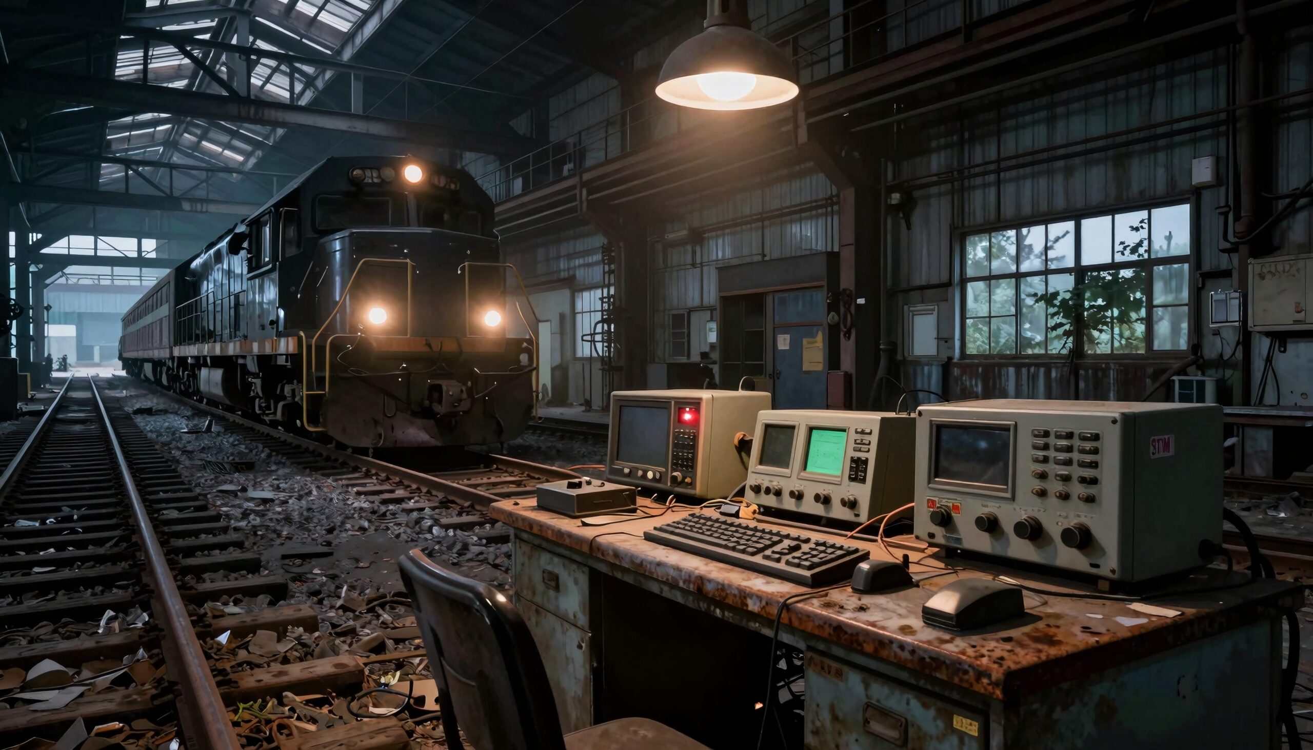 Abandoned Depot with Locomotive
