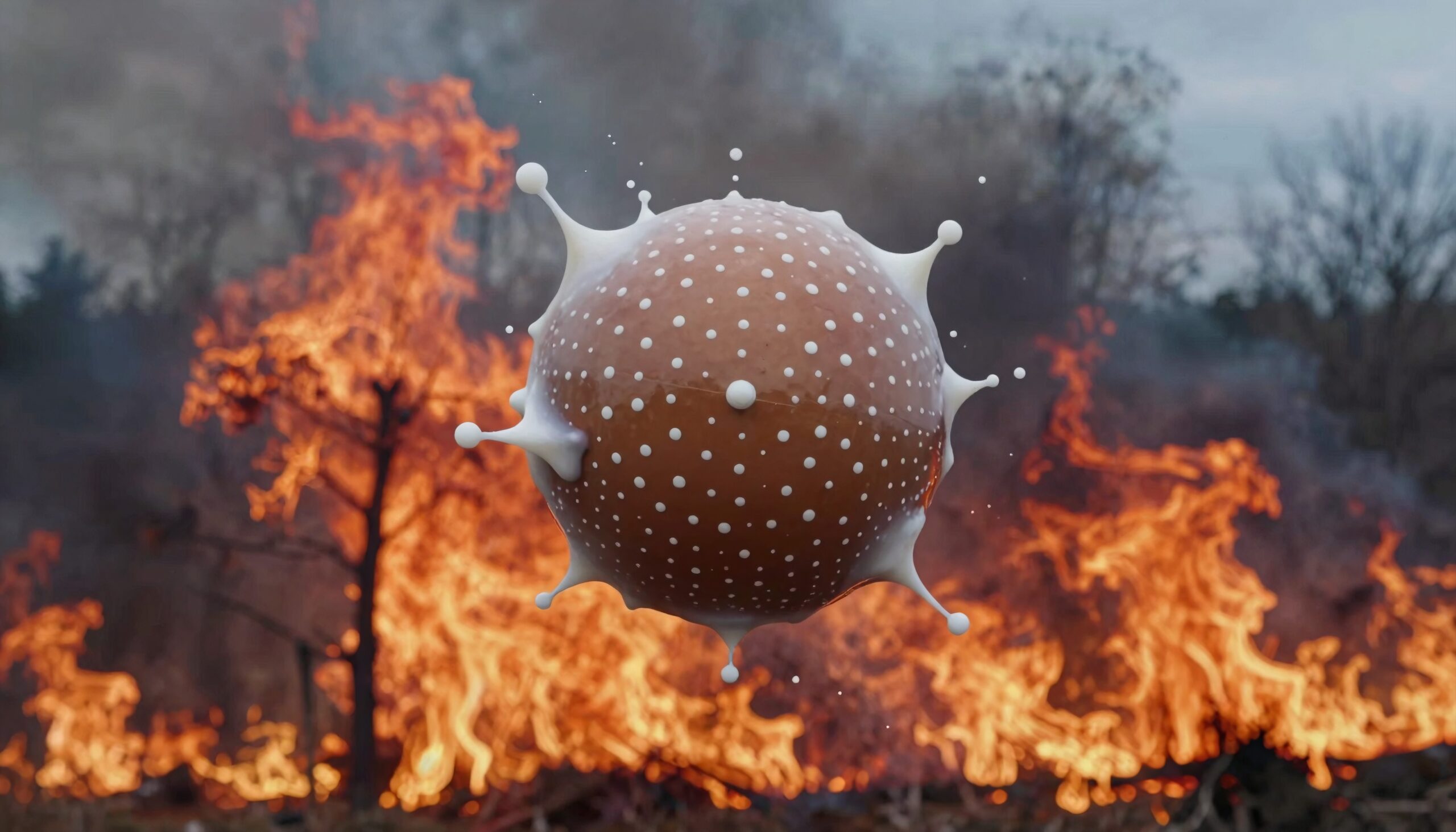 Fiery Background with Floating Sphere