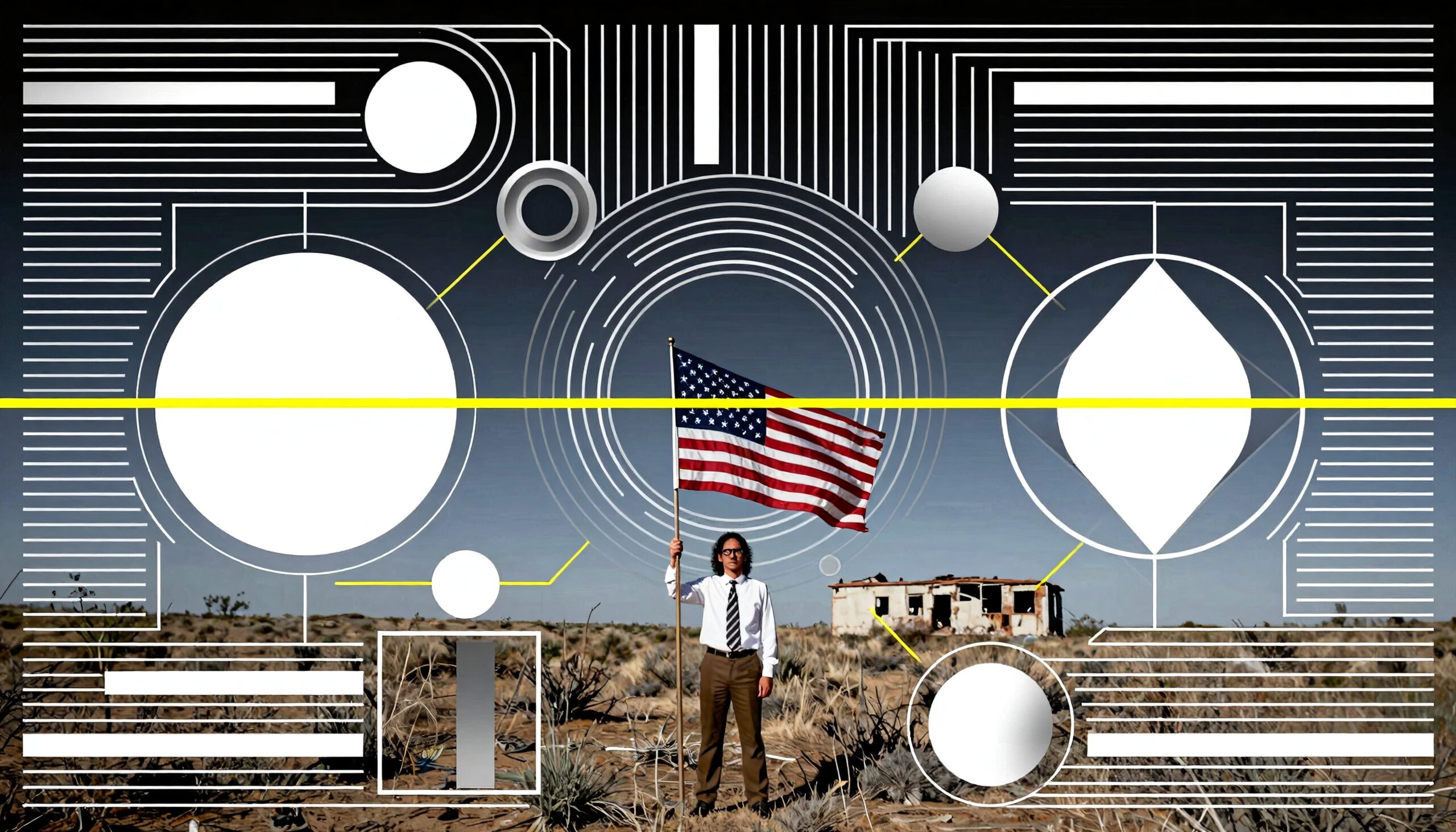 Desert with Abstract Geometric Overlay