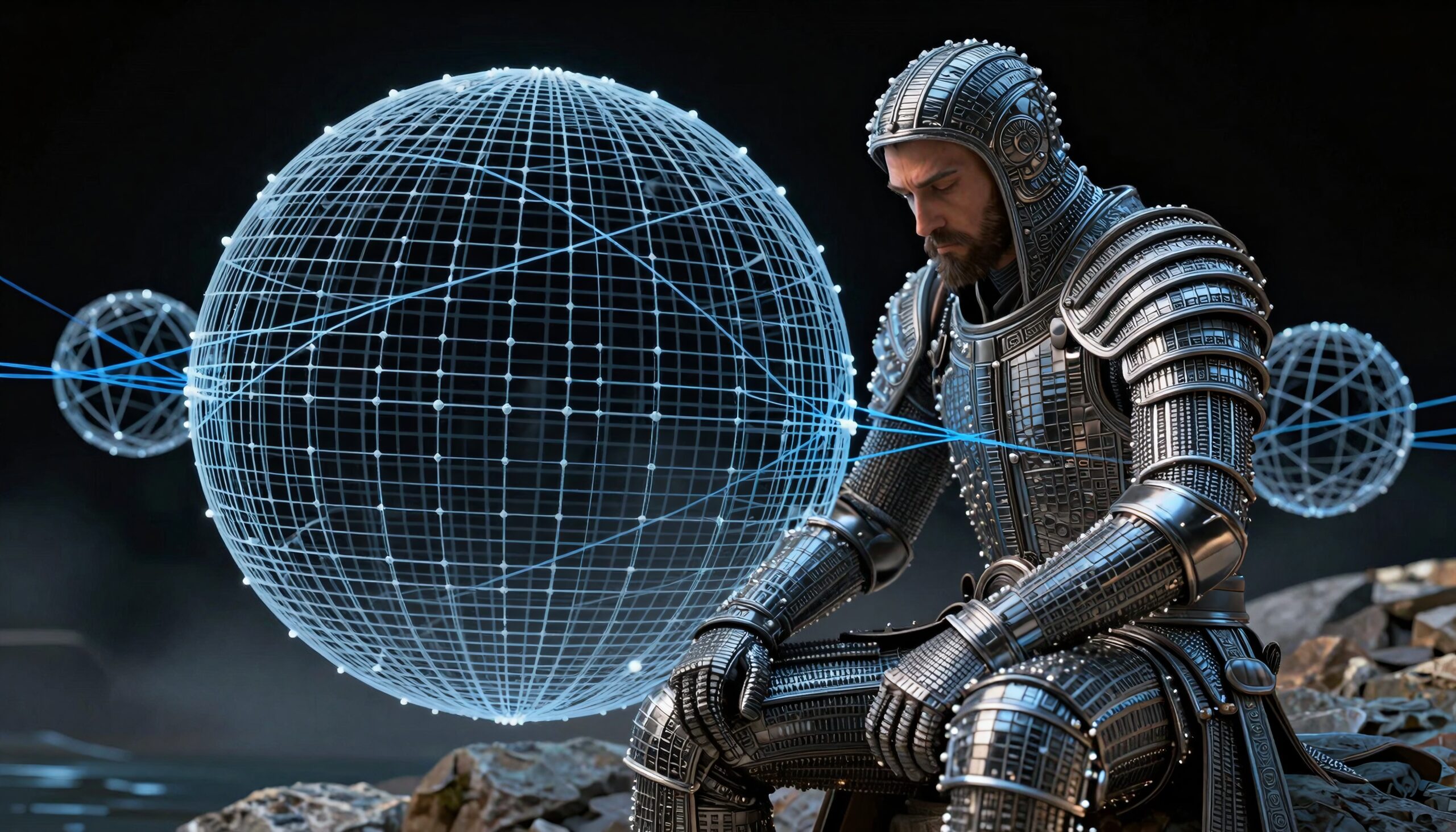 Futuristic Knight Meets Spheres