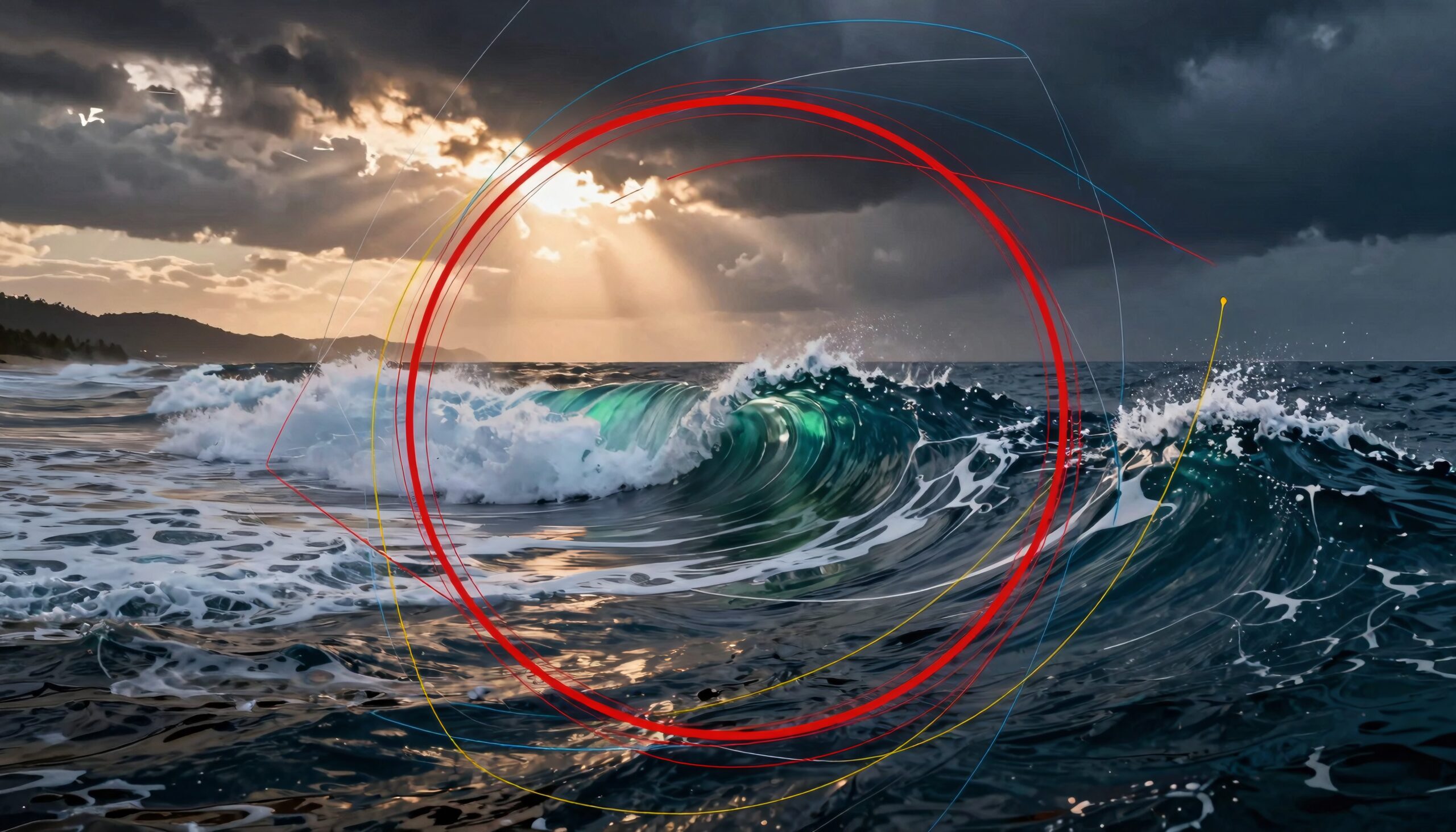 Dramatic Waves with Geometric Overlay