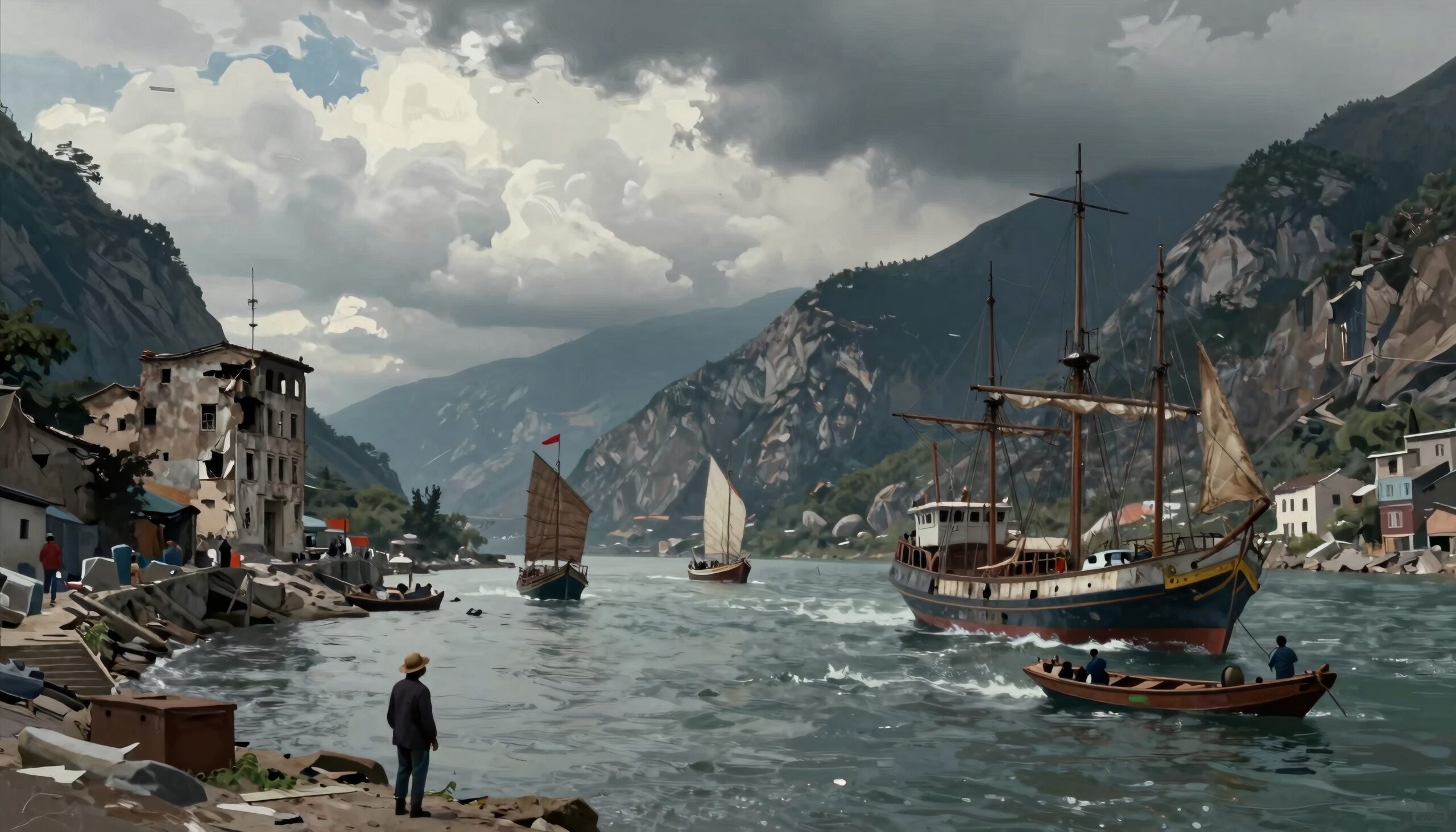 Harbor Amid Mountain Cliffs