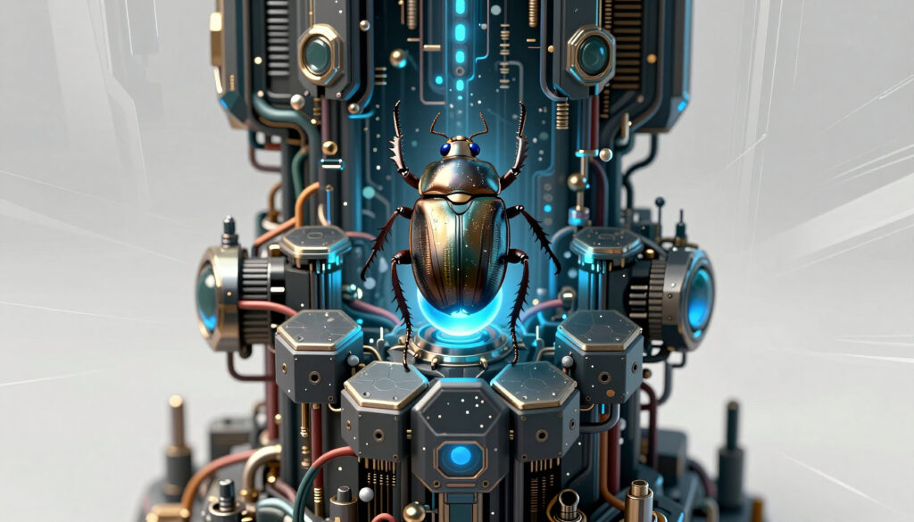 Cybernetic Beetle on Advanced Mechanical Platform with Glowing B