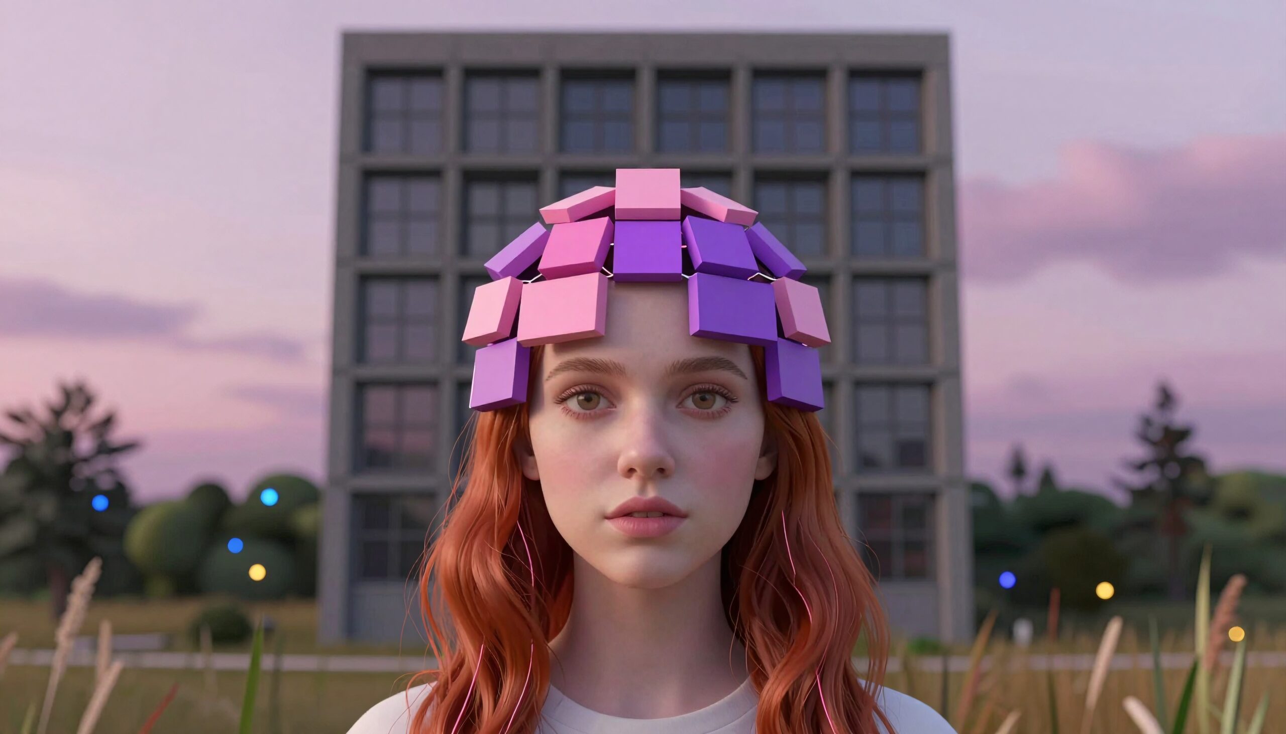 Futuristic Woman with Abstract Headgear