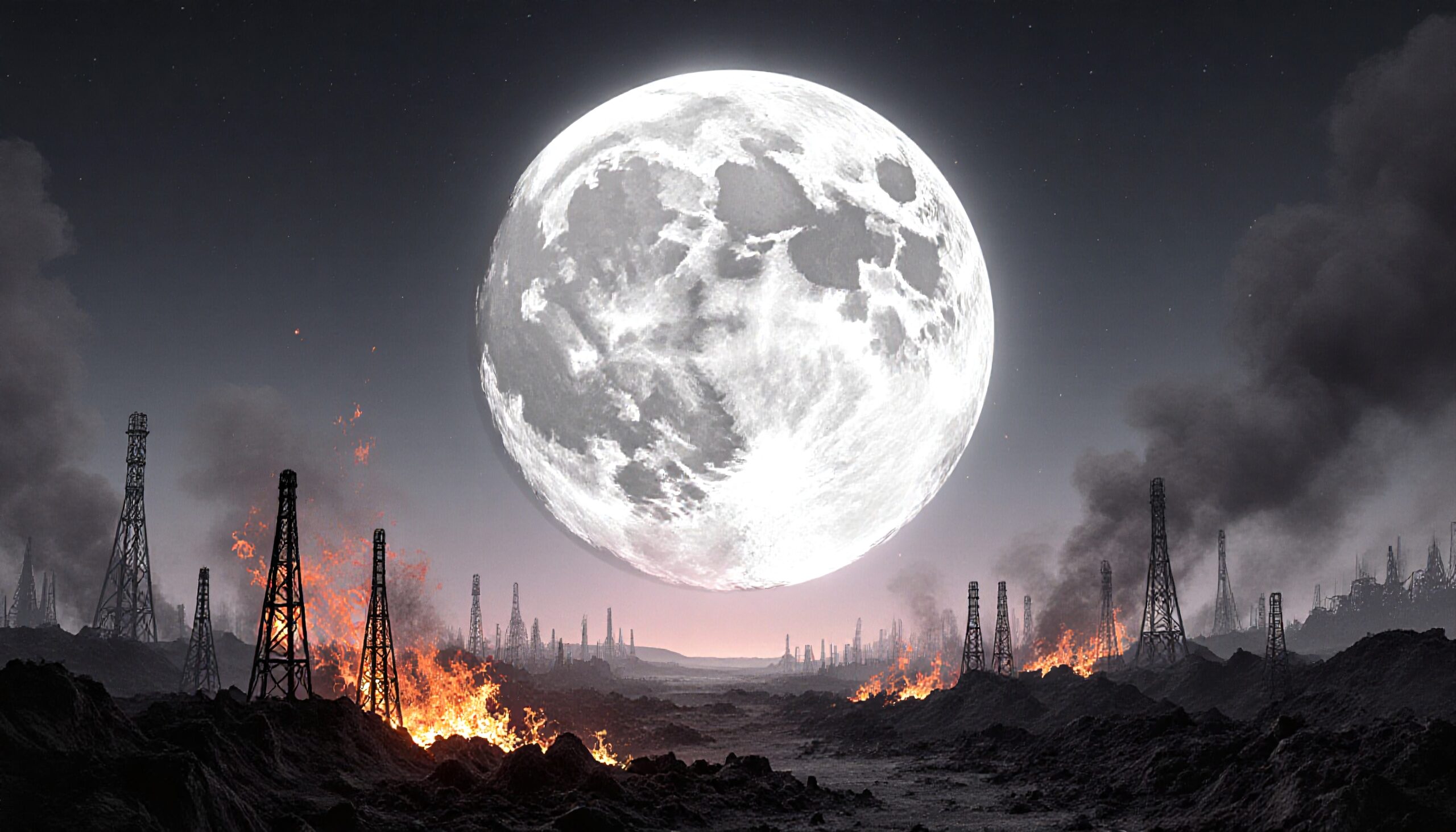 Moonlit Industrial Apocalypse Landscape