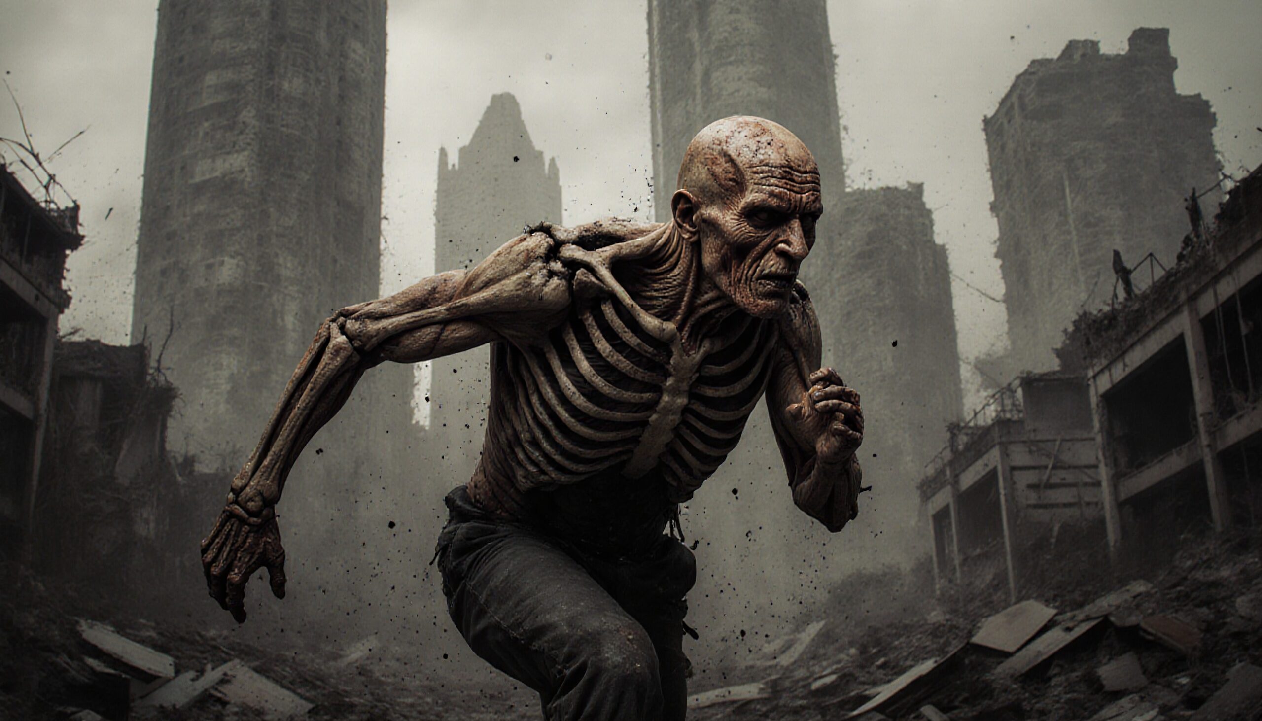 Skeletal Runner in Desolate Wasteland